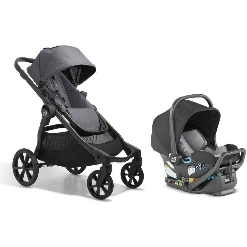 city select double stroller with bassinet Baby Jogger City Select 2 + City GO 2 Travel System, Radiant Slate