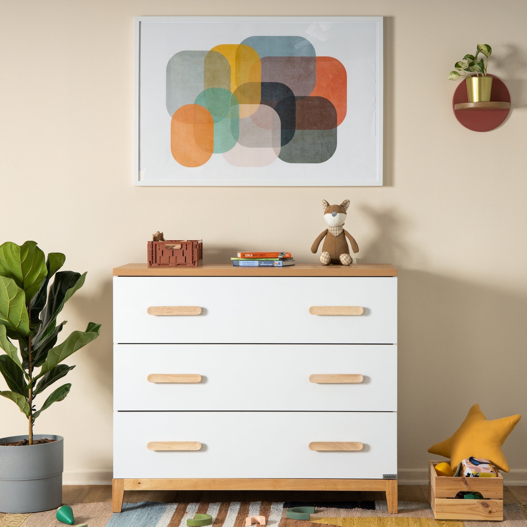 Lala Little 3-Drawer Dresser White/Red Oak Lala Little 3-Drawer Dresser White/Red Oak
