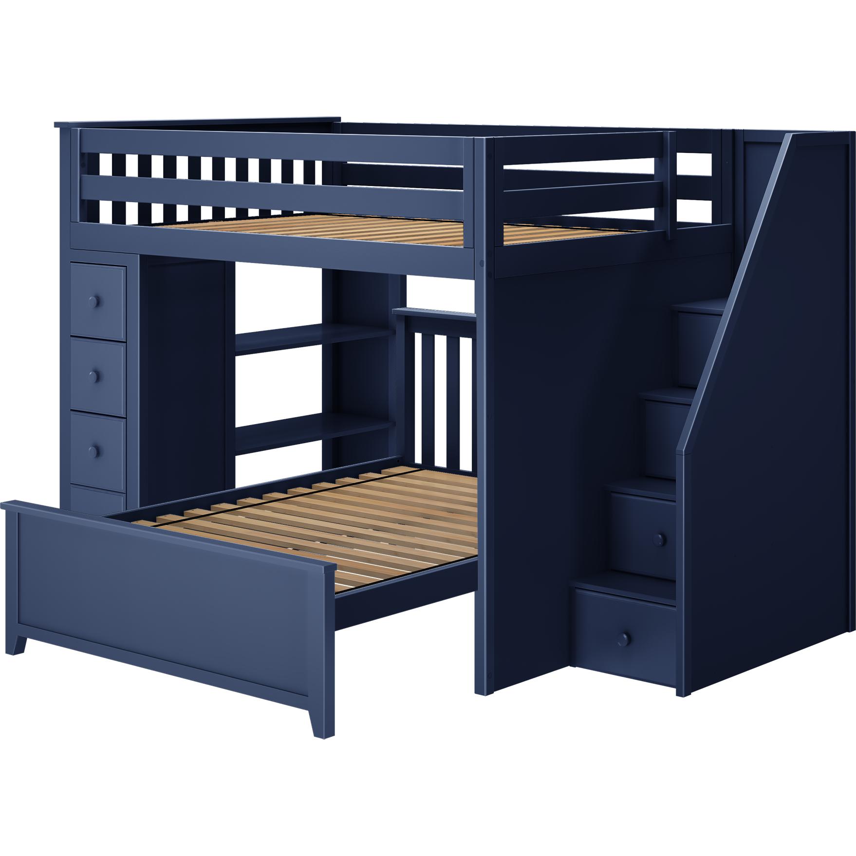 Jackpot Deluxe Full over Full L-shape Bunk with Staircase + Storage