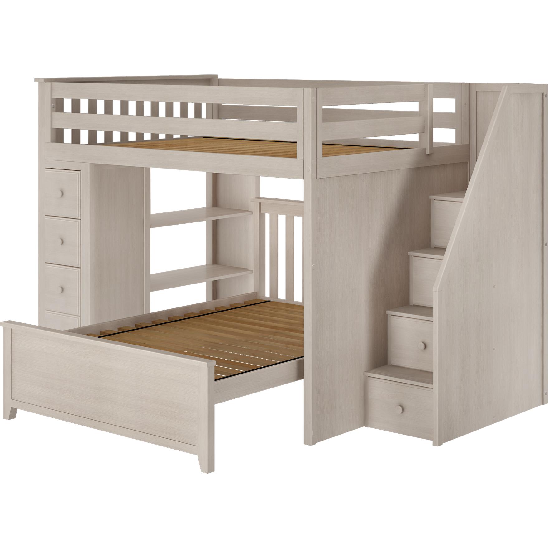 Jackpot Deluxe Full over Full L-shape Bunk with Staircase + Storage