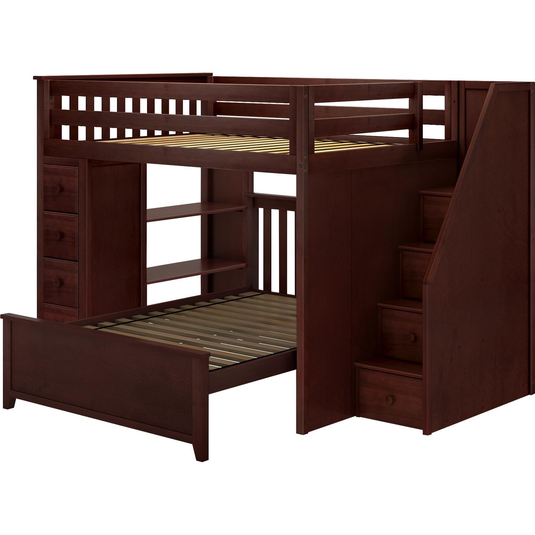 Jackpot Deluxe Full over Full L-shape Bunk with Staircase + Storage