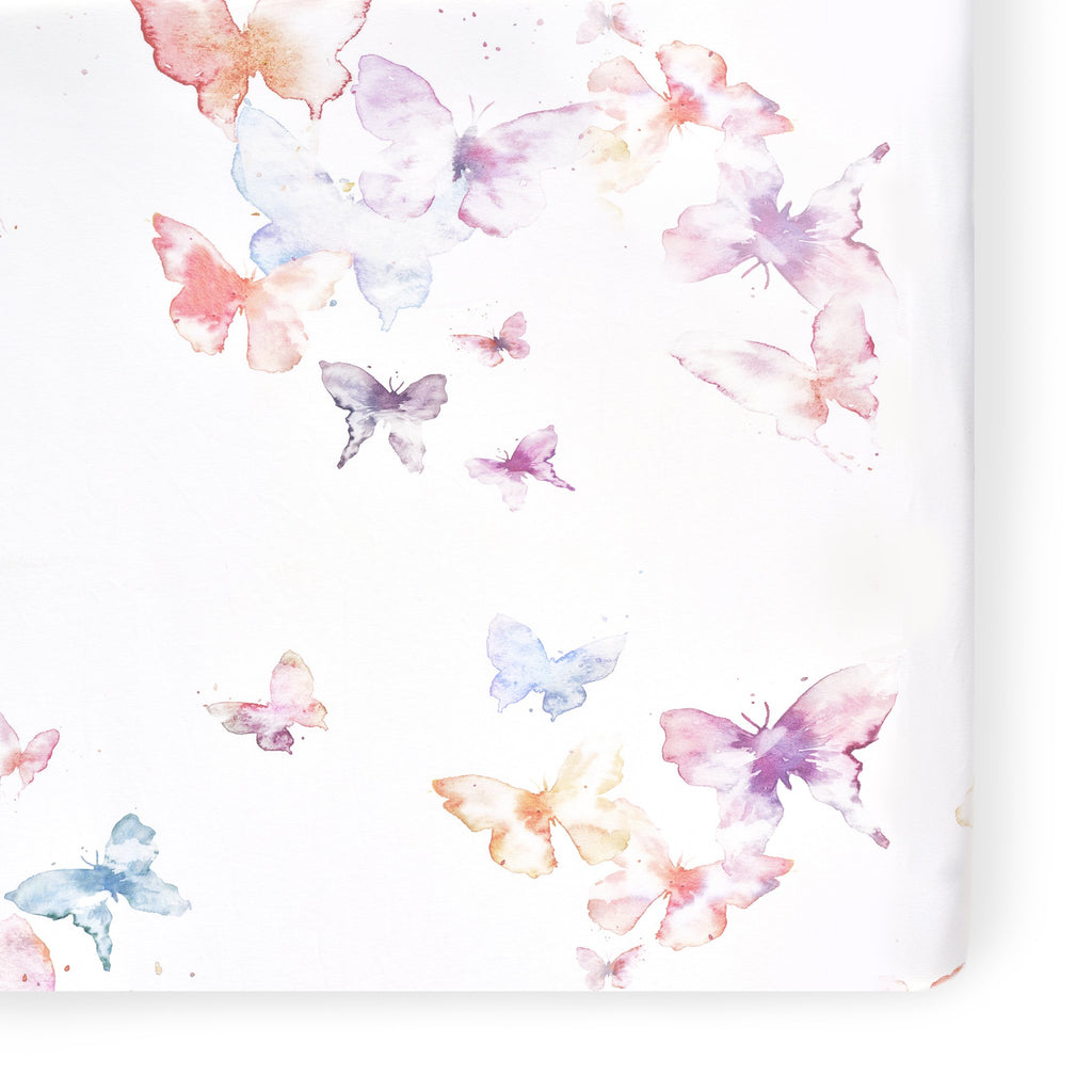 Oilo Butterfly Floral Crib Sheet