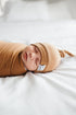 Copper Pearl Newborn Top Knot Hat - Camel