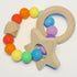 Sugar + Maple Silicone & Beechwood Teether - Rainbow Baby