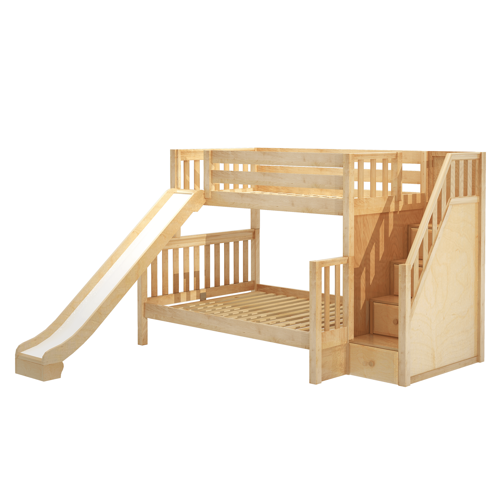 Maxtrix Medium Twin over Full Bunk Bed with Stairs + Slide