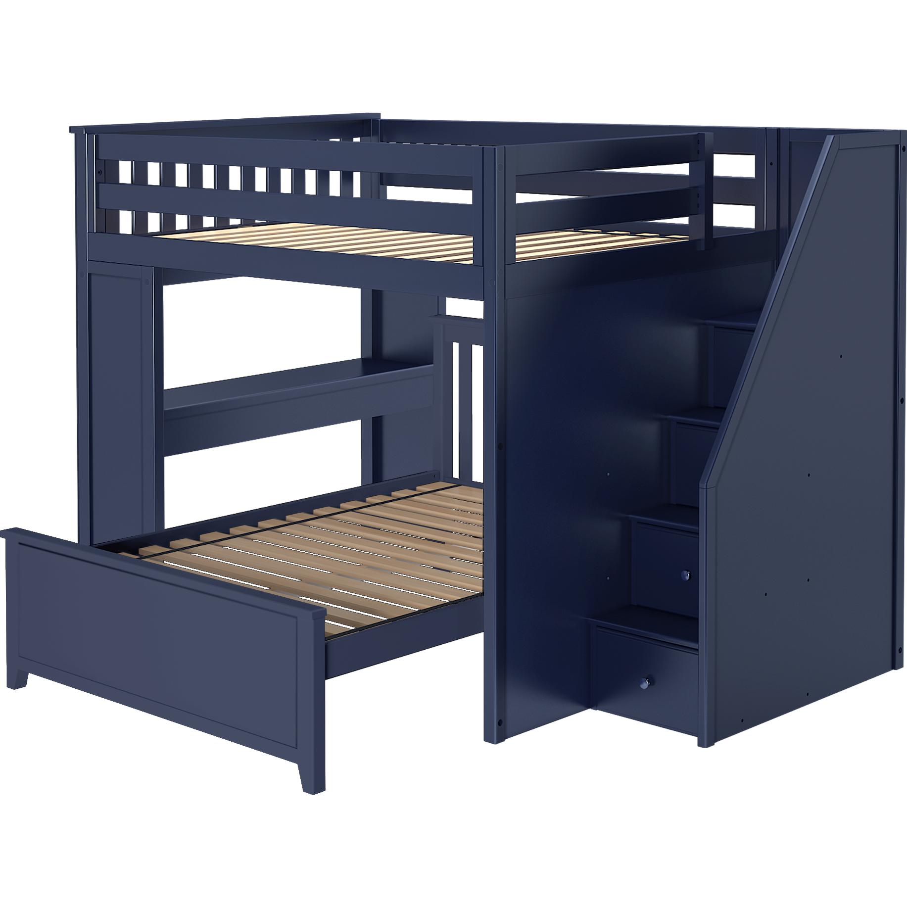 Jackpot Deluxe Full over Full L-Shape Bunk with Staircase + Desk