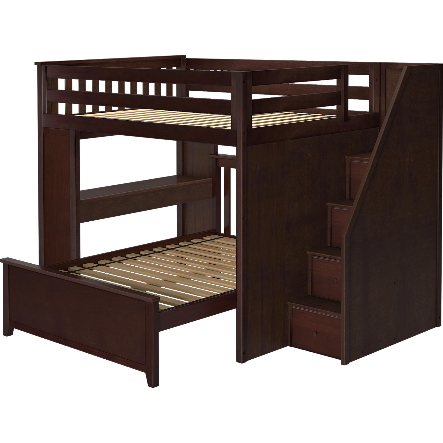 Jackpot Deluxe Full over Full L-Shape Bunk with Staircase + Desk