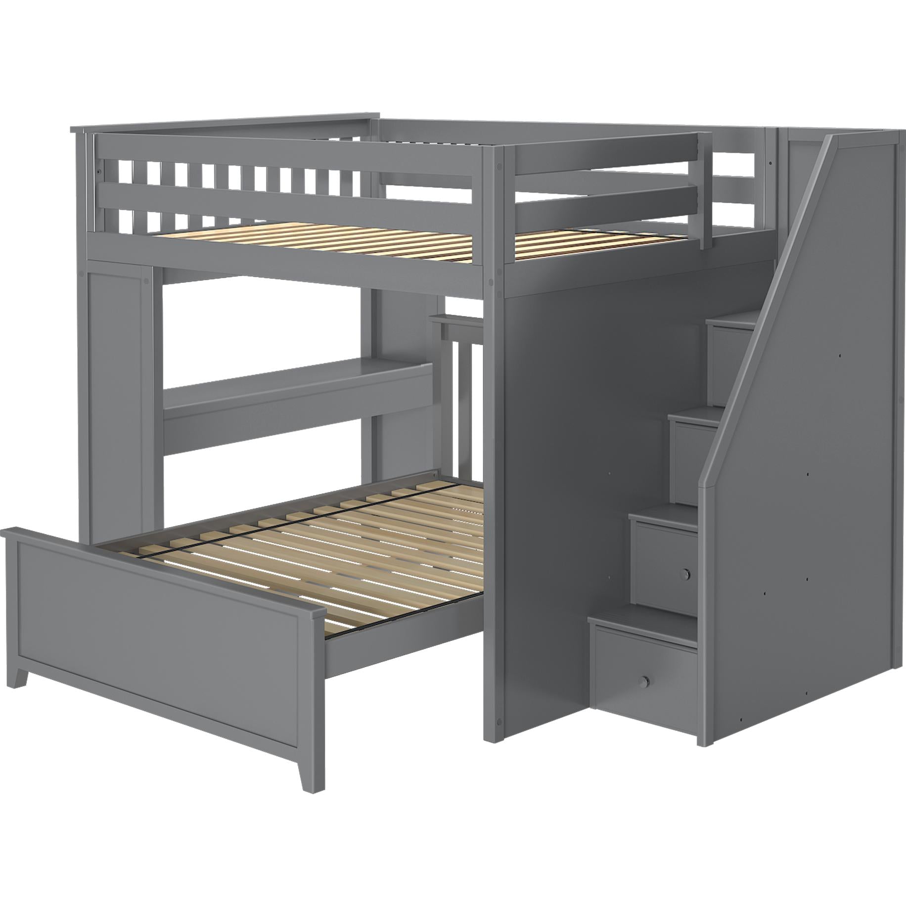 Jackpot Deluxe Full over Full L-Shape Bunk with Staircase + Desk