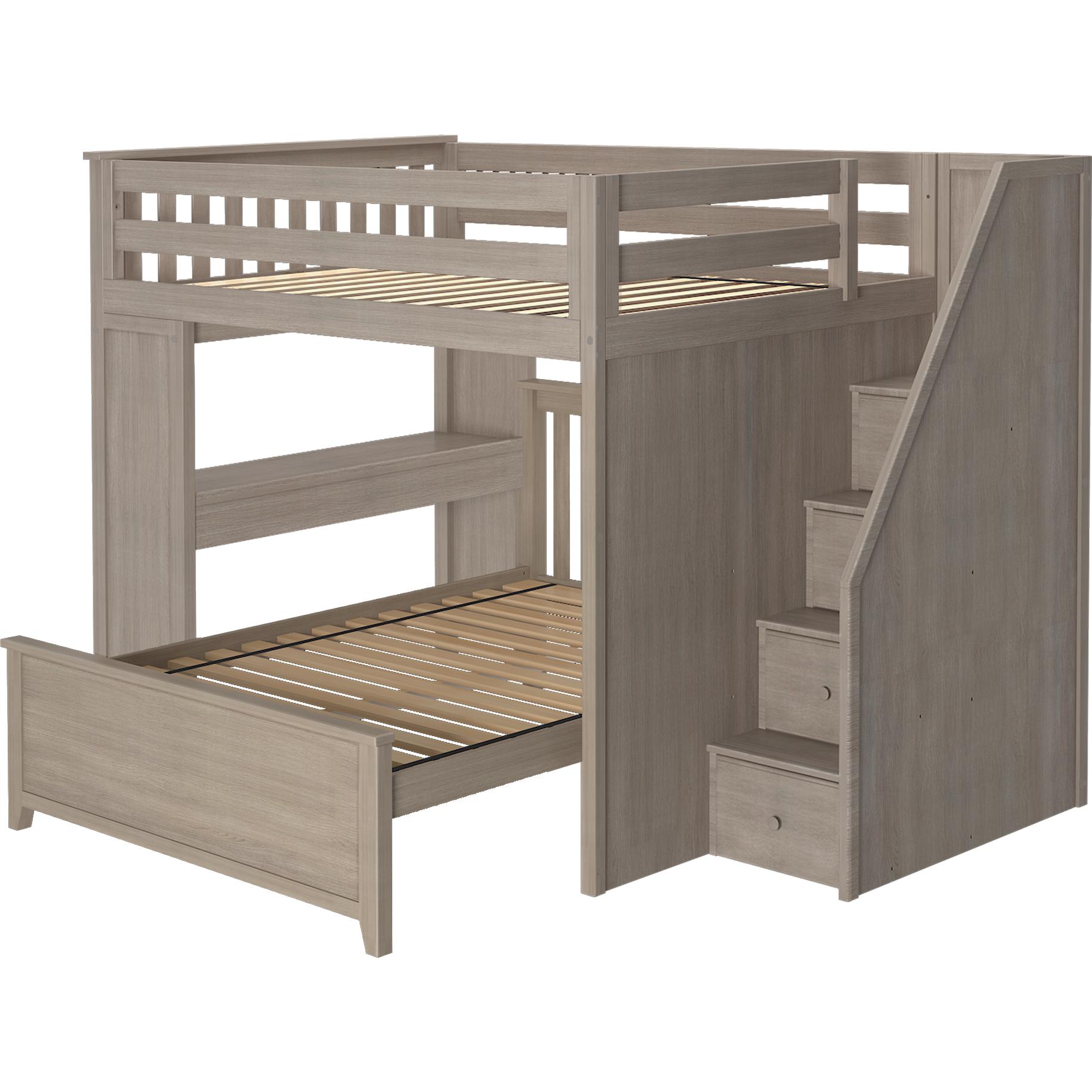 Jackpot Deluxe Full over Full L-Shape Bunk with Staircase + Desk