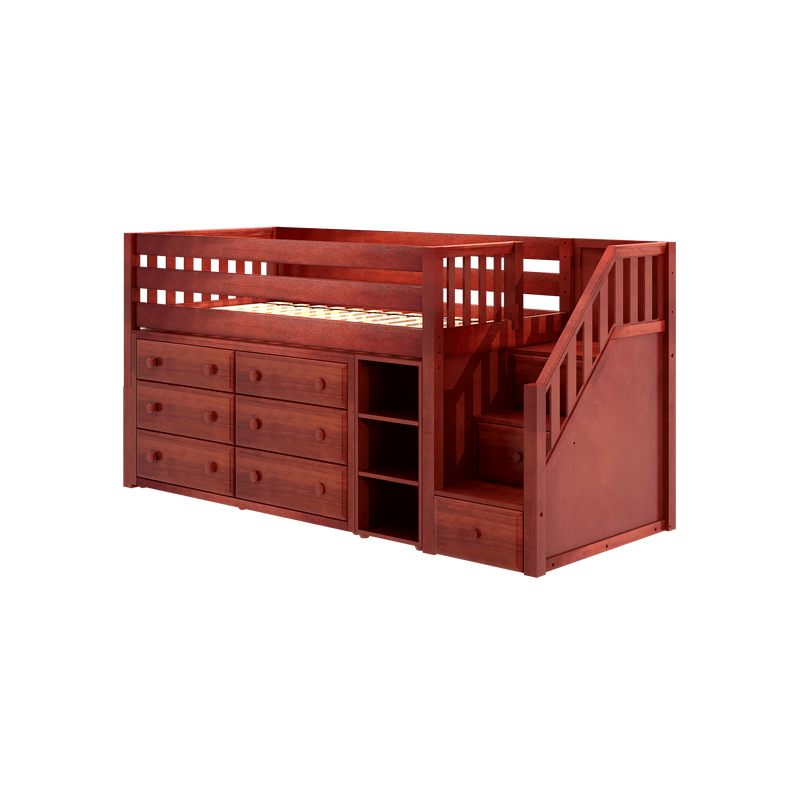 Maxtrix Twin Low Loft Bed with Stairs + Storage Lakeland Baby and