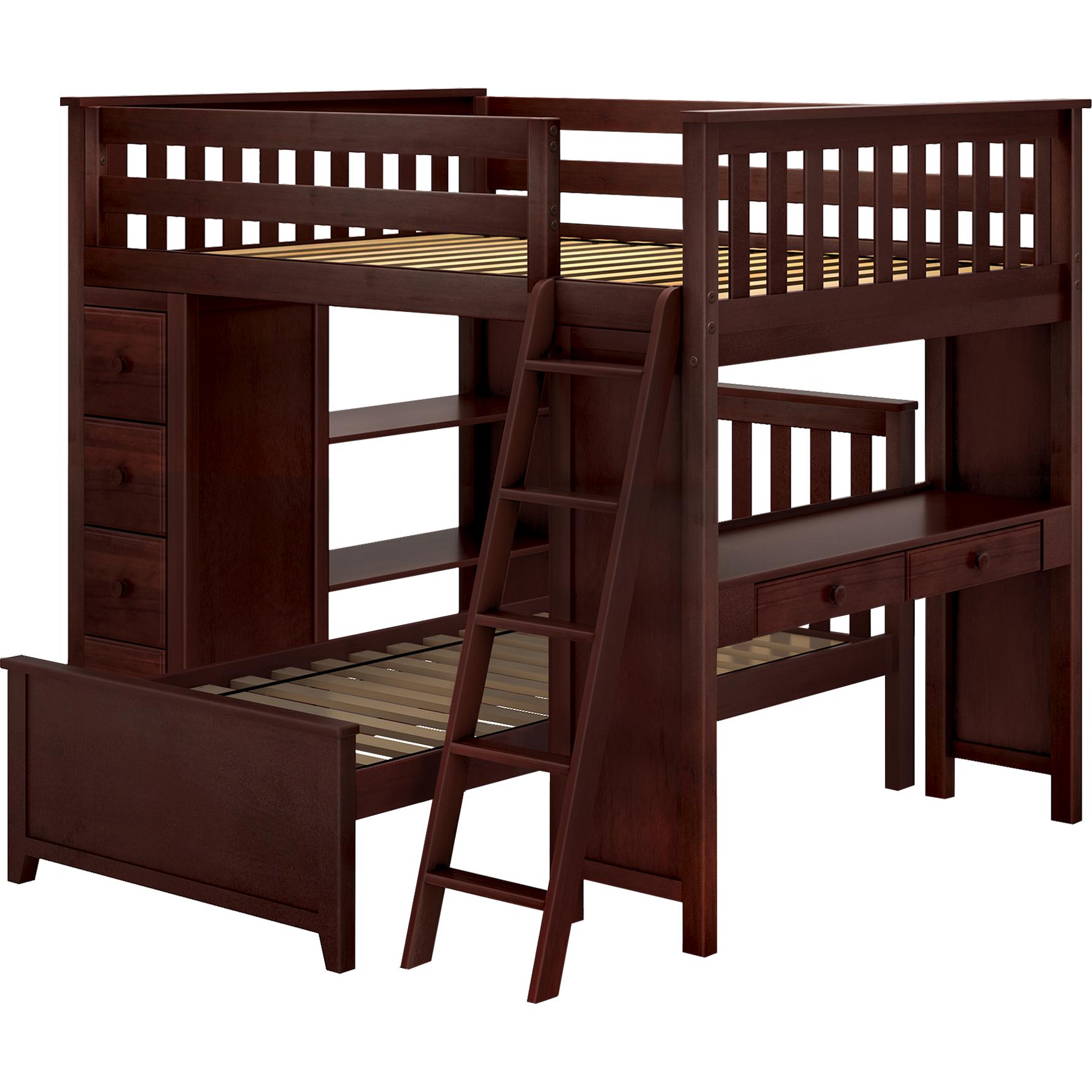 Jackpot Deluxe Full over Twin L-Shape Bunk with Desk + Storage