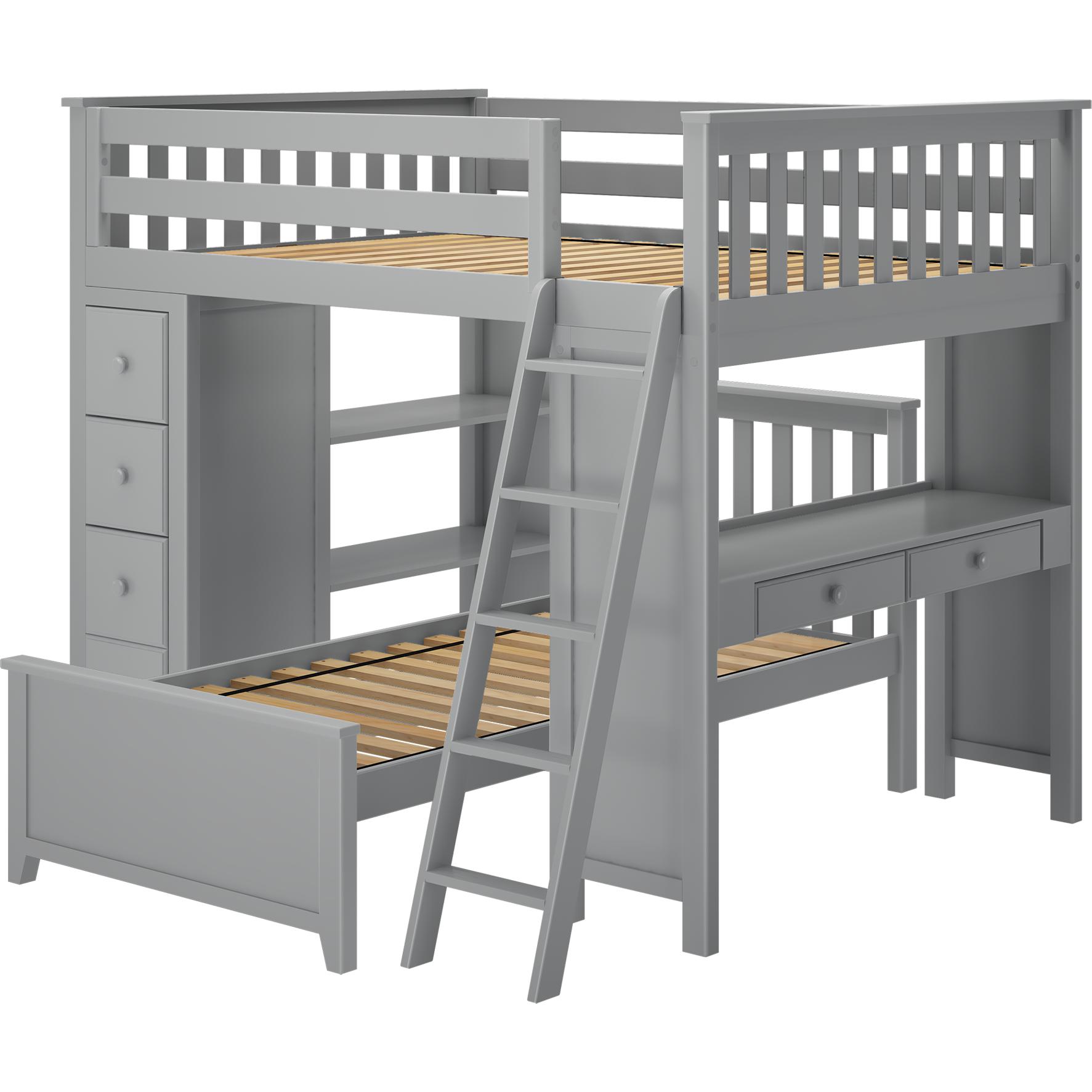 Jackpot Deluxe Full over Twin L-Shape Bunk with Desk + Storage