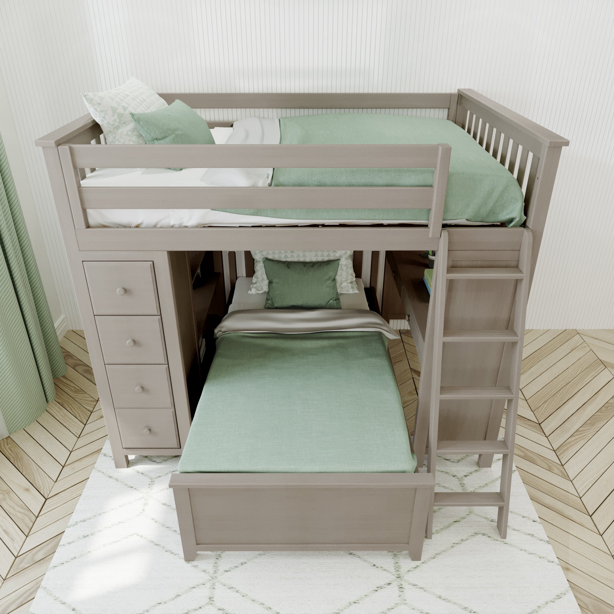 Jackpot Deluxe Full over Twin L-Shape Bunk with Desk + Storage
