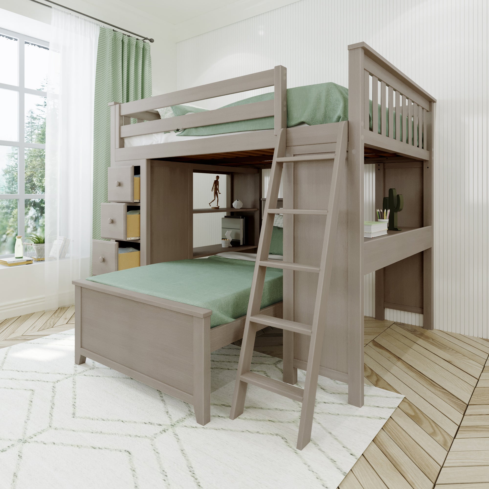 Jackpot Deluxe Full over Twin L-Shape Bunk with Desk + Storage