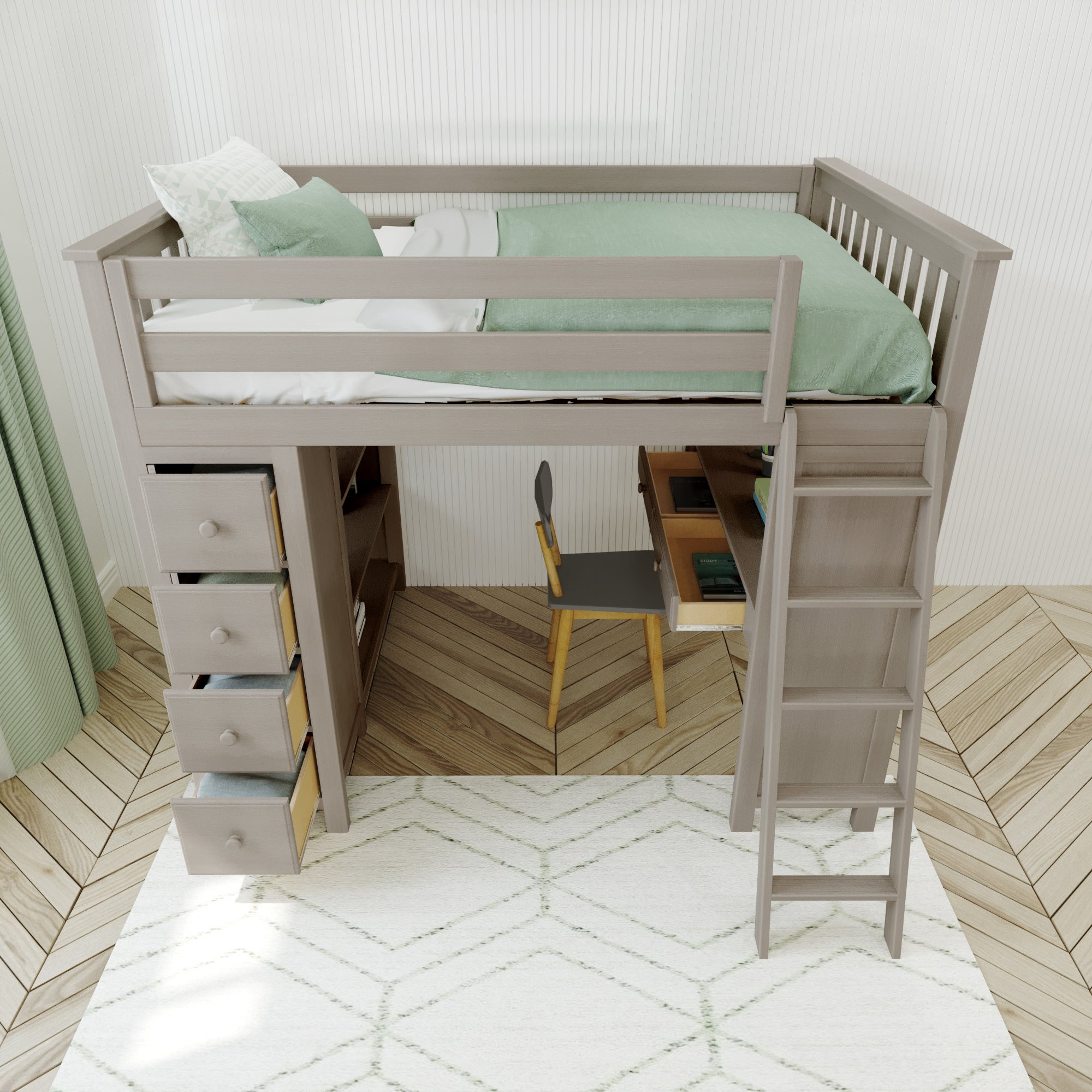 Jackpot Deluxe Full Size Loft with Desk + Storage