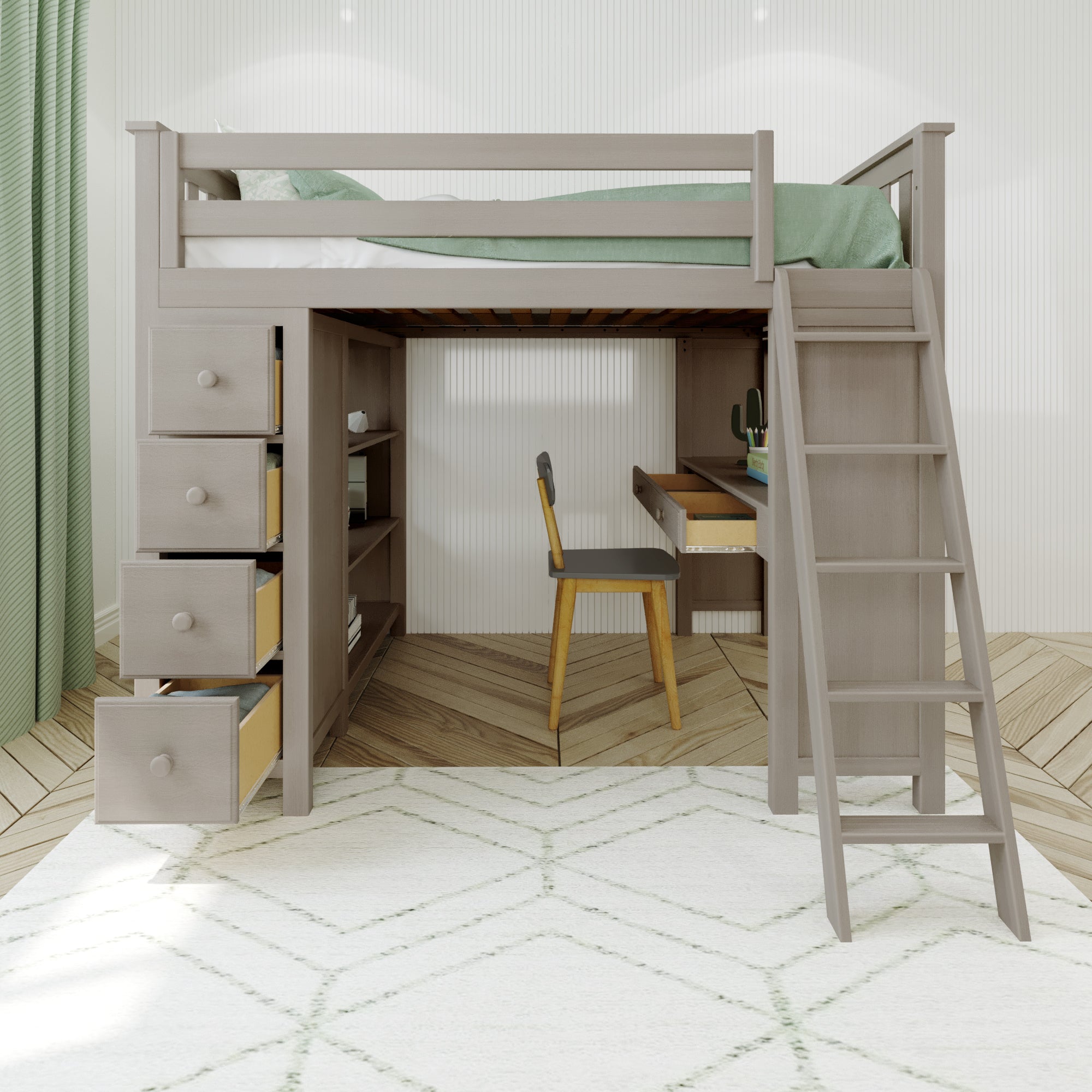 Jackpot Deluxe Full Size Loft with Desk + Storage