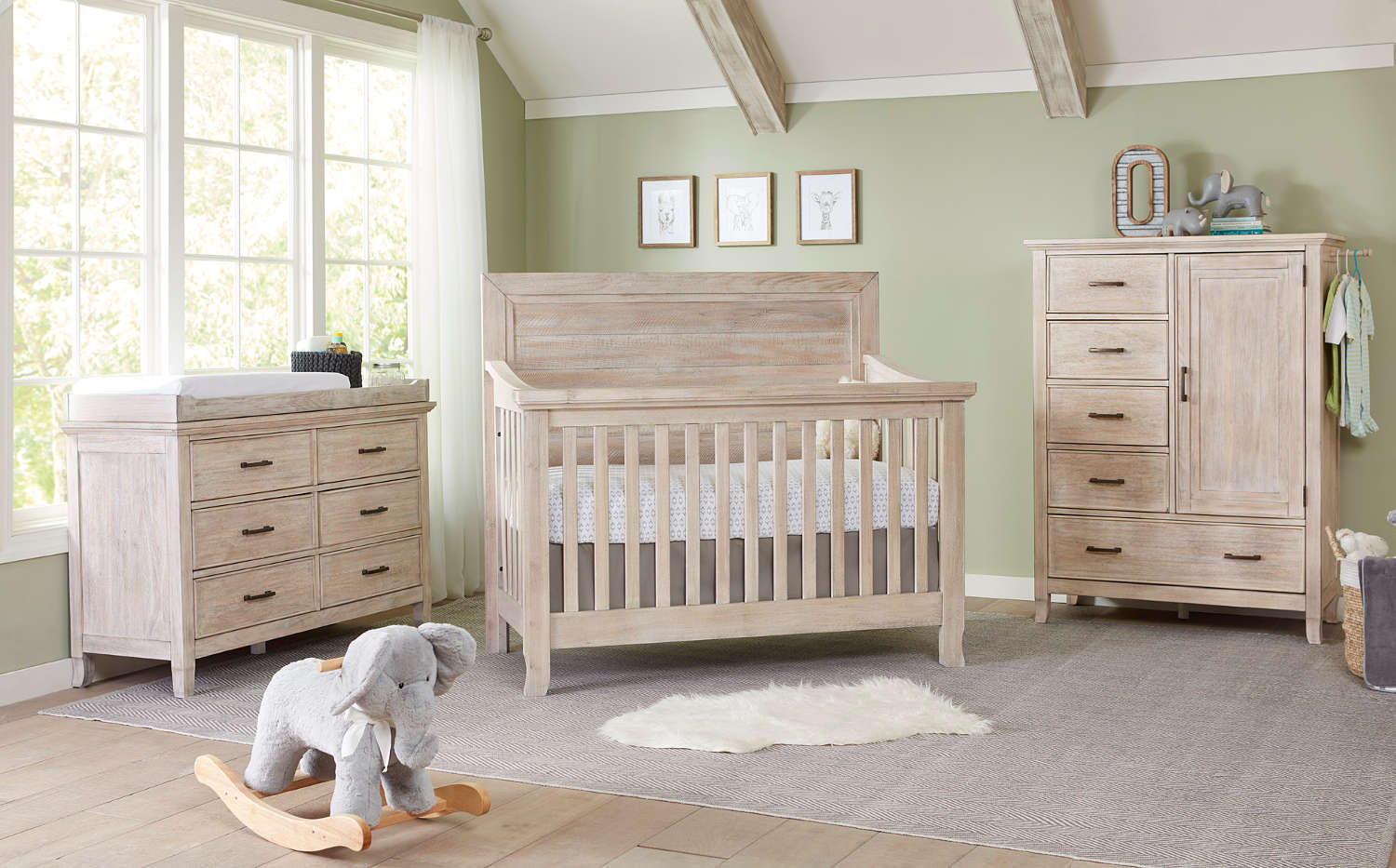 Stella Baby Remi Flat-Top Convertible Crib + Double Dresser + 5-Drawer Chest Set
