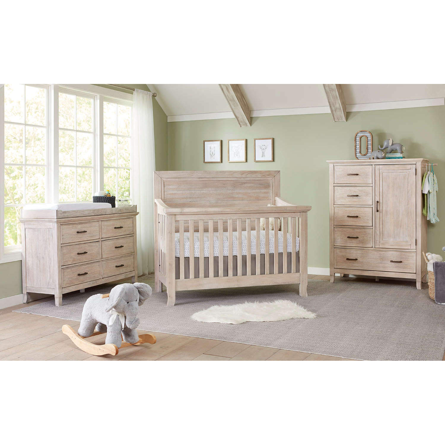 Stella Baby Remi Flat-Top Convertible Crib + Double Dresser + 5-Drawer Chest Set