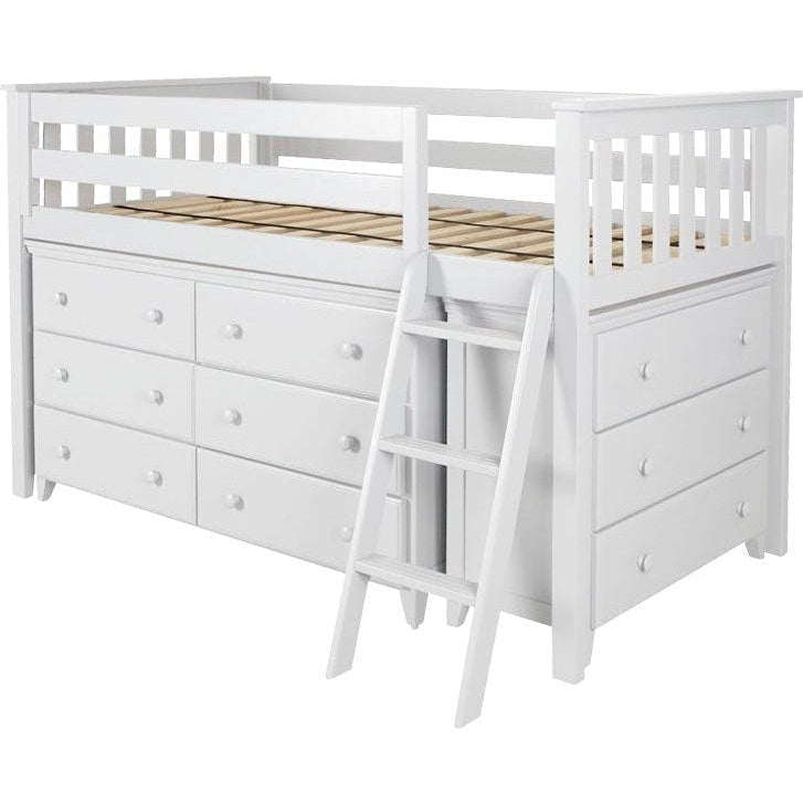 Jackpot Deluxe Twin Storage Loft Bed with Two Dressers