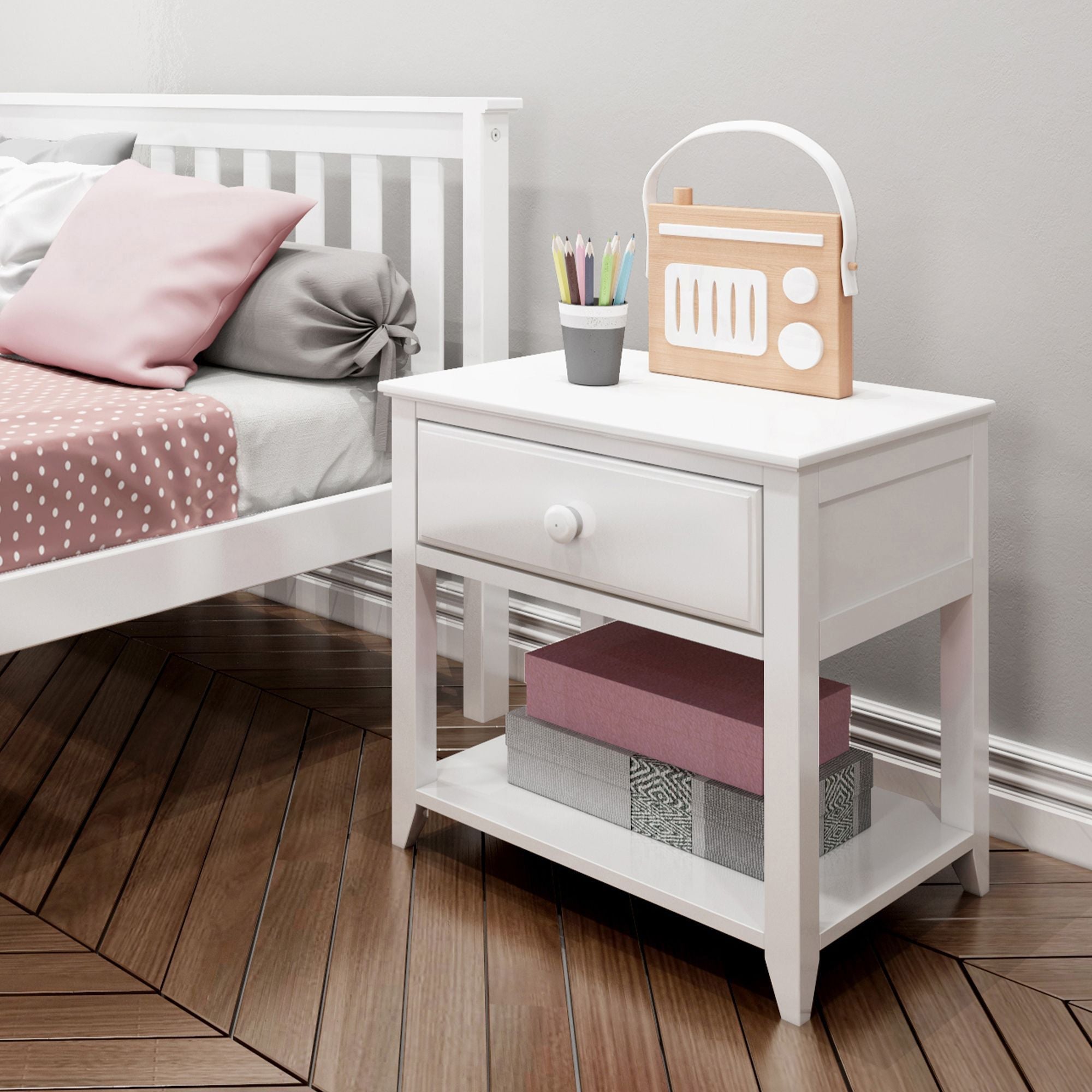 Jackpot Deluxe Nightstand with Drawer and Shelf
