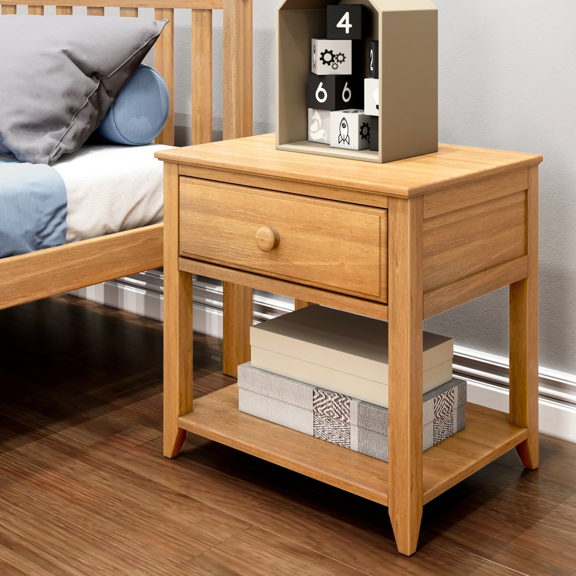 Jackpot Deluxe Nightstand with Drawer and Shelf