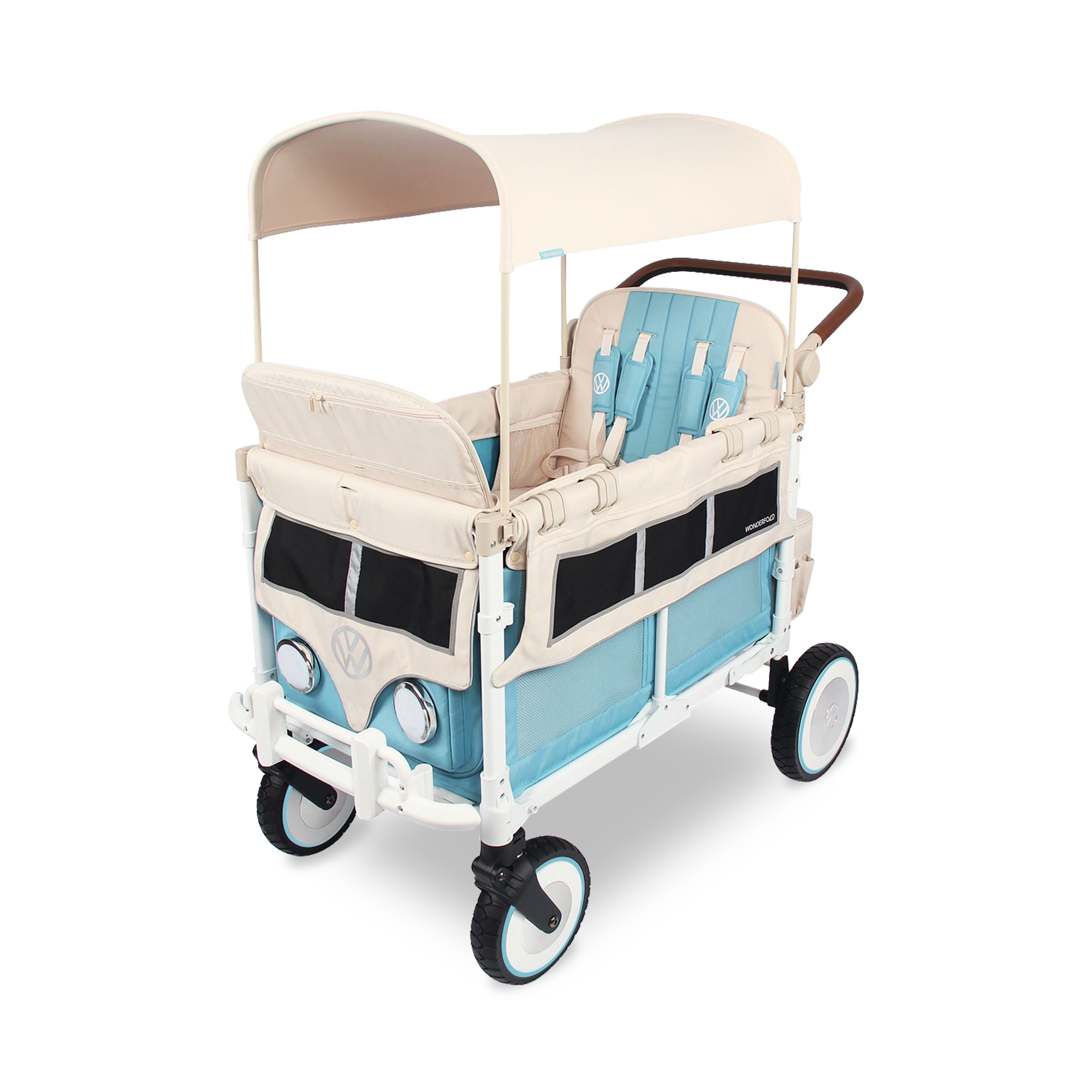 wagon stroller for 4 WonderFold VW4 Volkswagen Stroller Wagon Bondi Blue