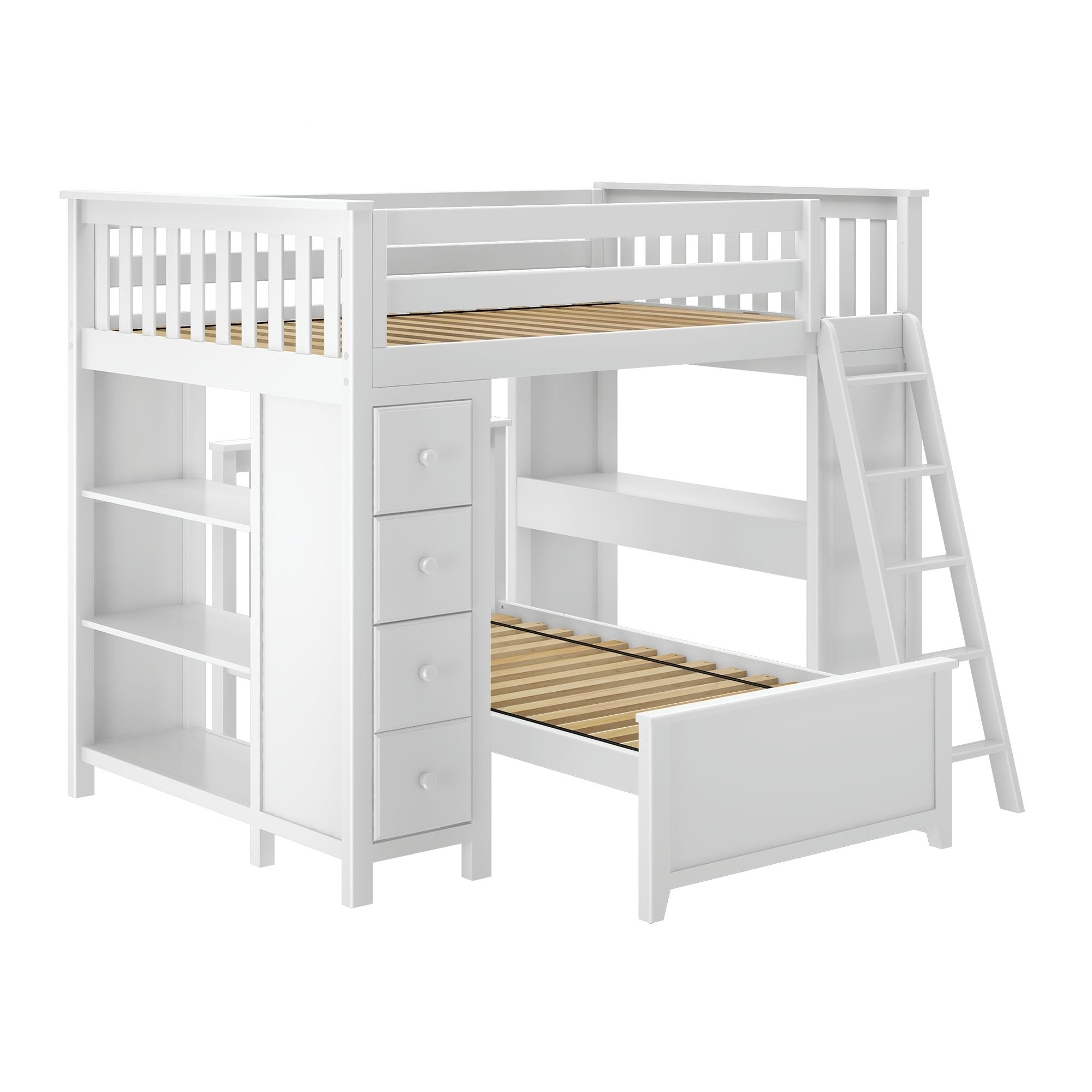 Jackpot Deluxe MAYFAIR1 Full over Twin L-Shaped Bunk with Desk + Storage