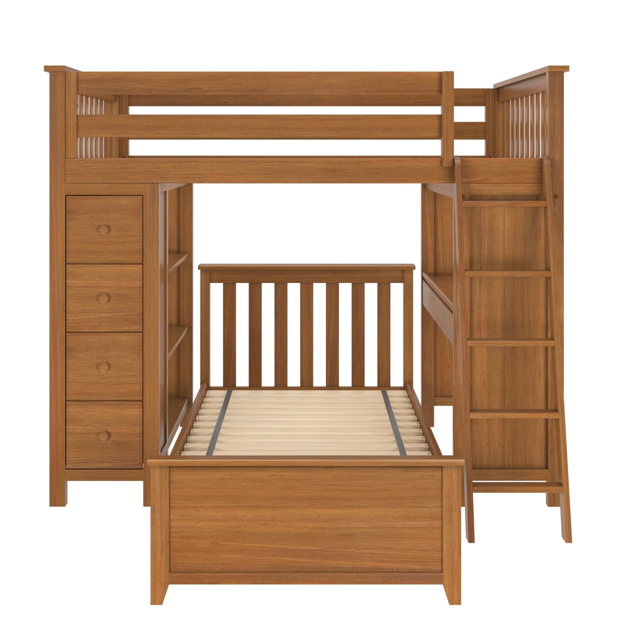 Jackpot Deluxe MAYFAIR1 Full over Twin L-Shaped Bunk with Desk + Storage