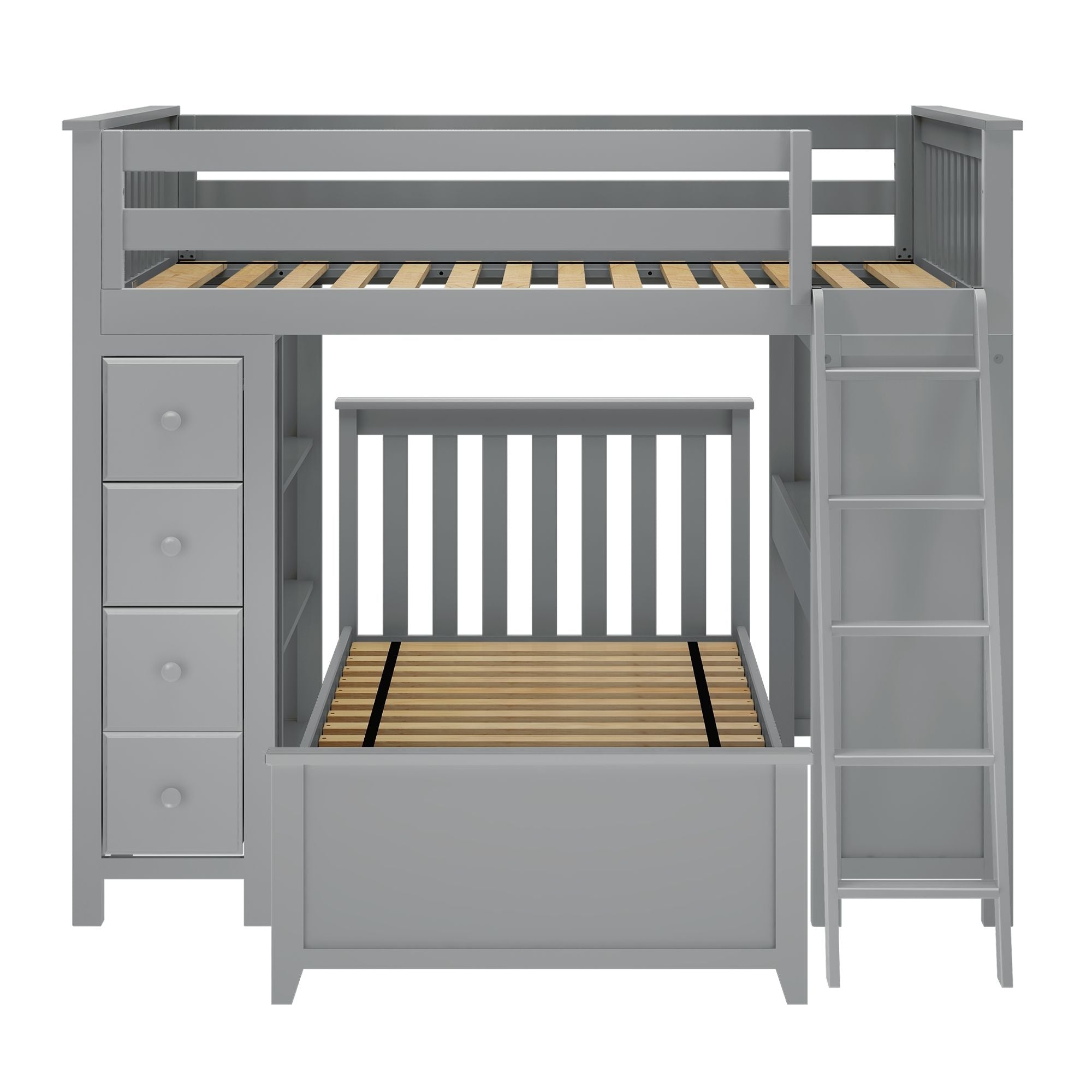 Jackpot Deluxe MAYFAIR1 Full over Twin L-Shaped Bunk with Desk + Storage