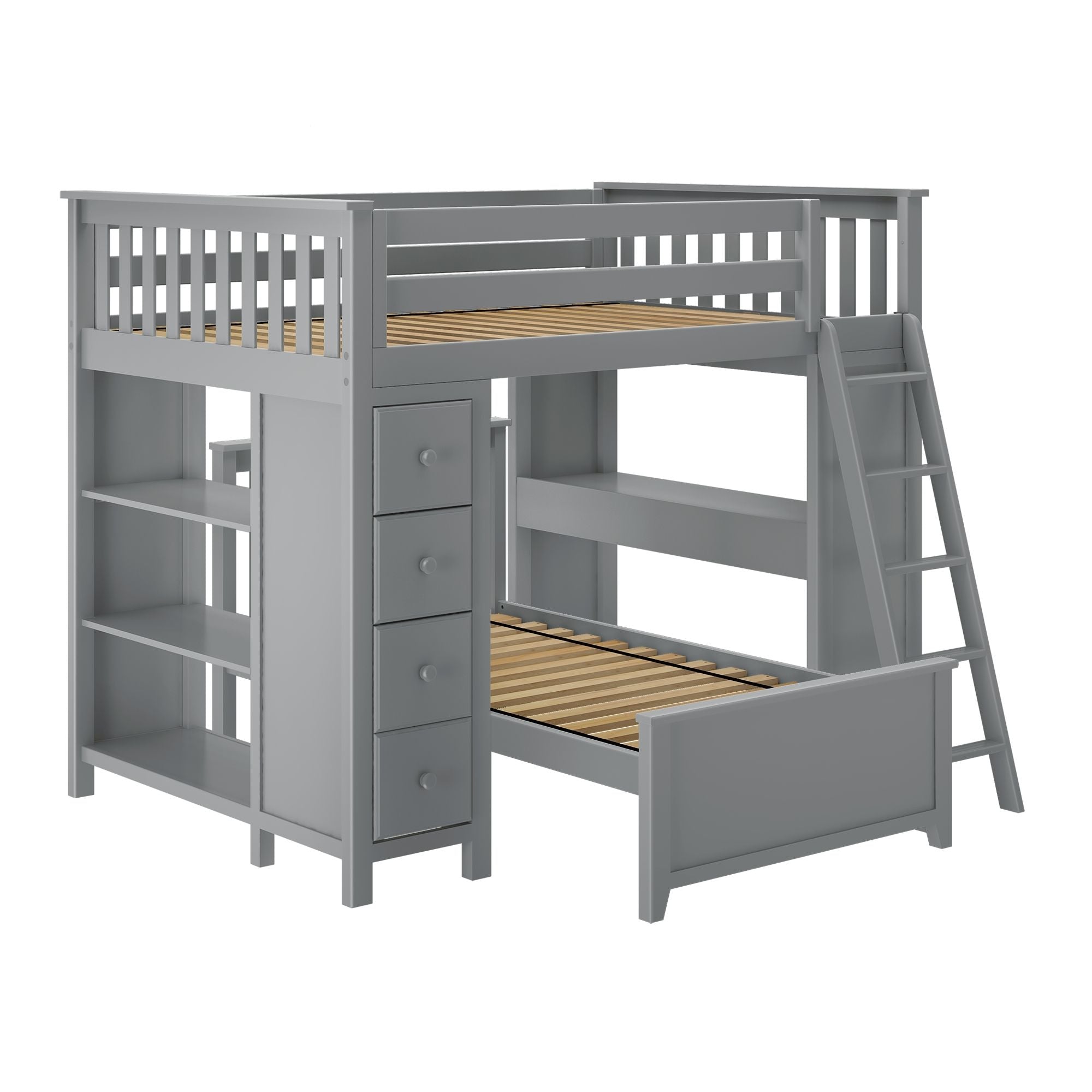 Jackpot Deluxe MAYFAIR1 Full over Twin L-Shaped Bunk with Desk + Storage