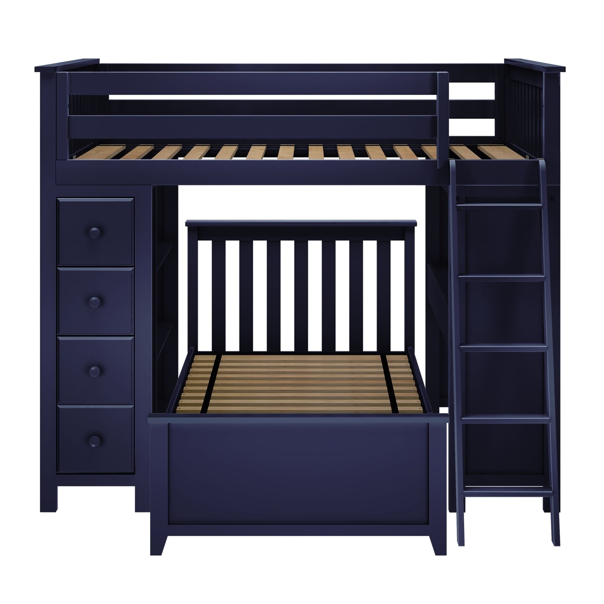Jackpot Deluxe MAYFAIR1 Full over Twin L-Shaped Bunk with Desk + Storage