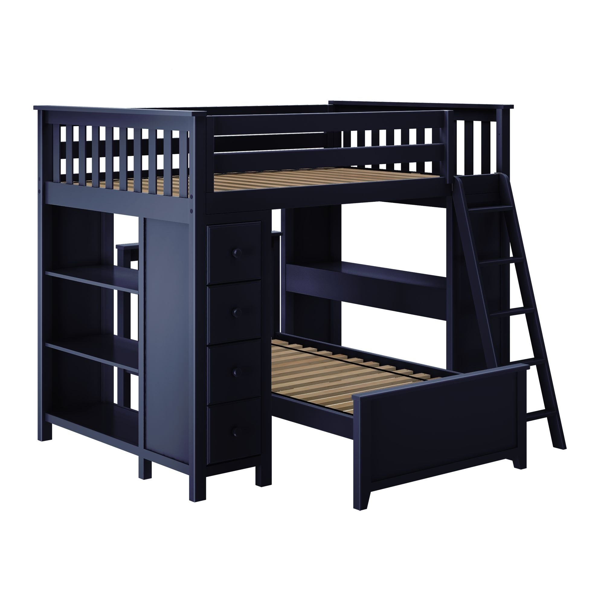 Jackpot Deluxe MAYFAIR1 Full over Twin L-Shaped Bunk with Desk + Storage