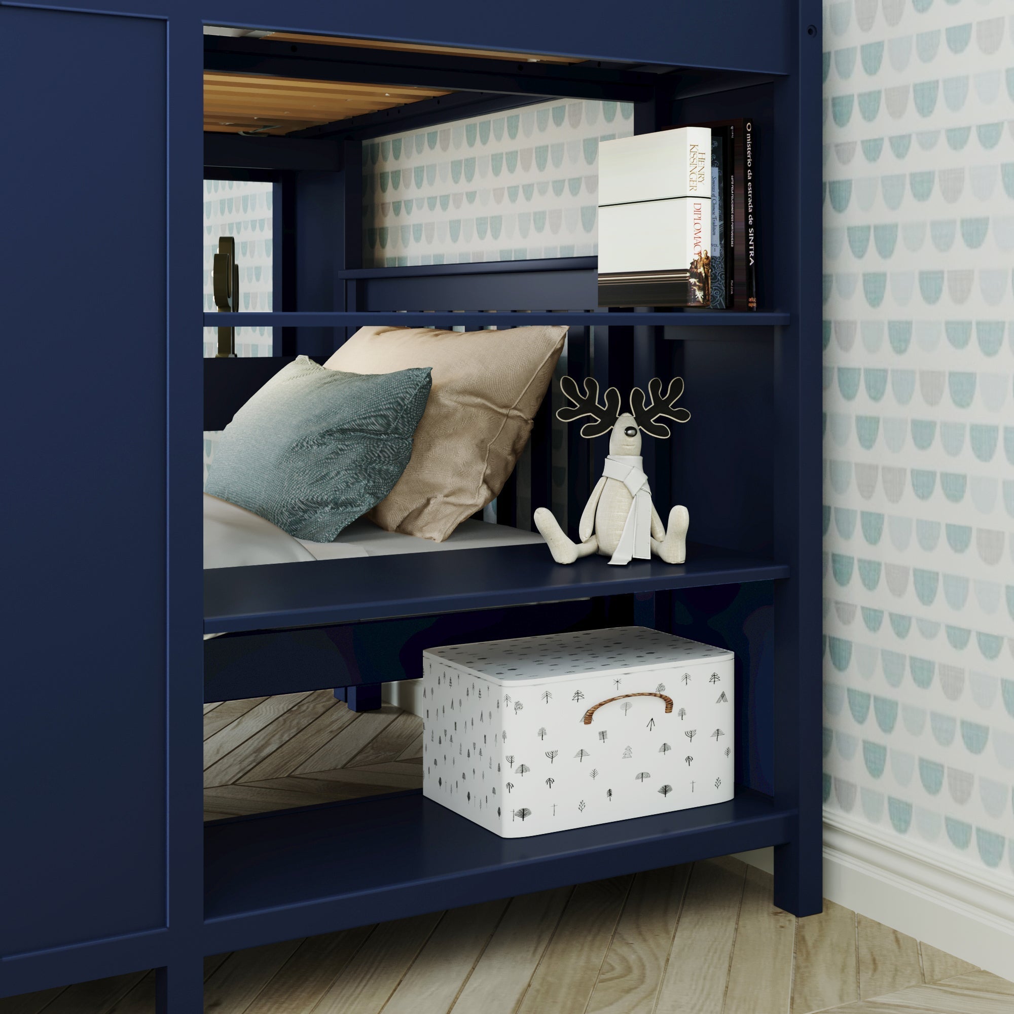 Jackpot Deluxe MAYFAIR1 Full over Twin L-Shaped Bunk with Desk + Storage
