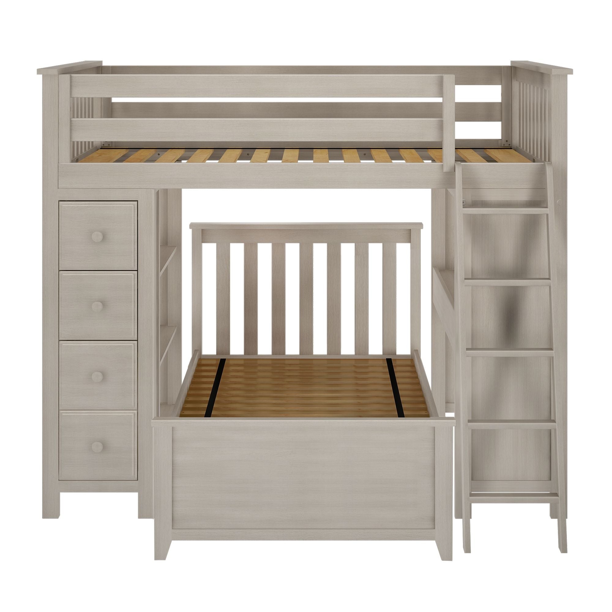 Jackpot Deluxe MAYFAIR1 Full over Twin L-Shaped Bunk with Desk + Storage