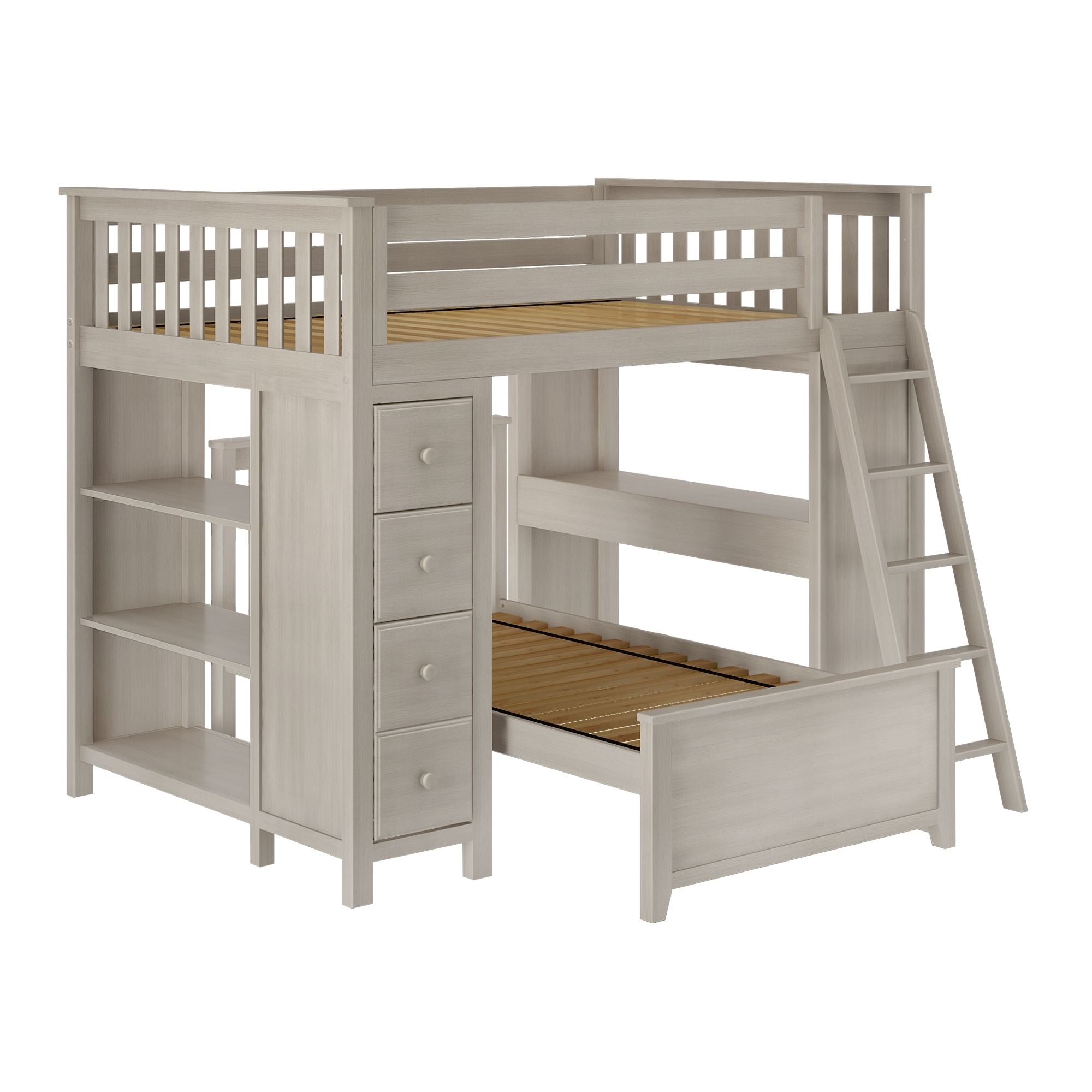 Jackpot Deluxe MAYFAIR1 Full over Twin L-Shaped Bunk with Desk + Storage
