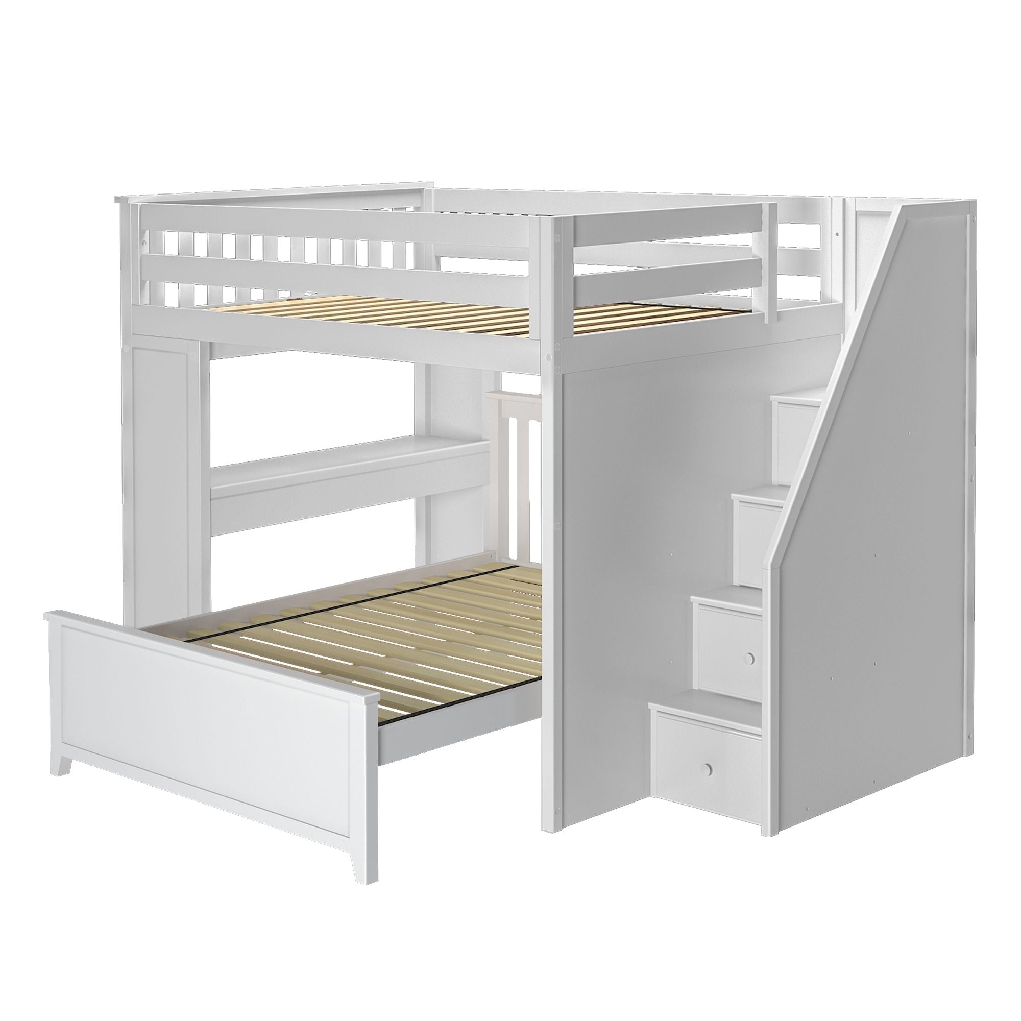 Jackpot Deluxe FULHAM1 Full over Full L-Shaped Bunk with Staircase + Desk
