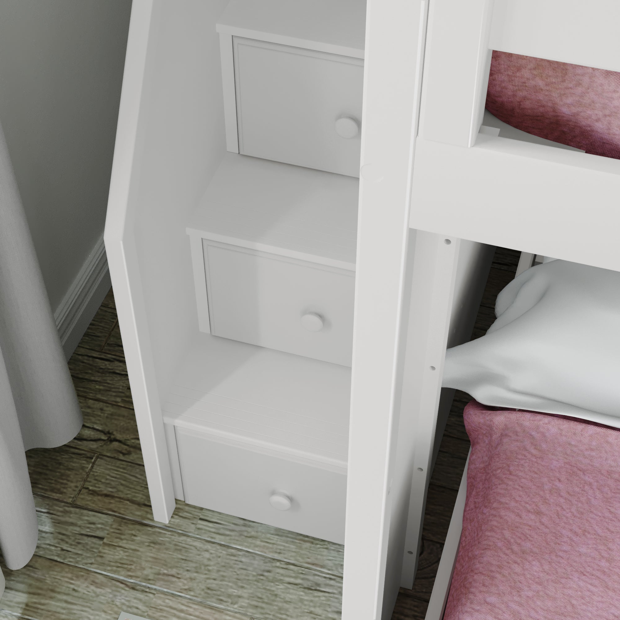 Jackpot Deluxe FULHAM1 Full over Full L-Shaped Bunk with Staircase + Desk