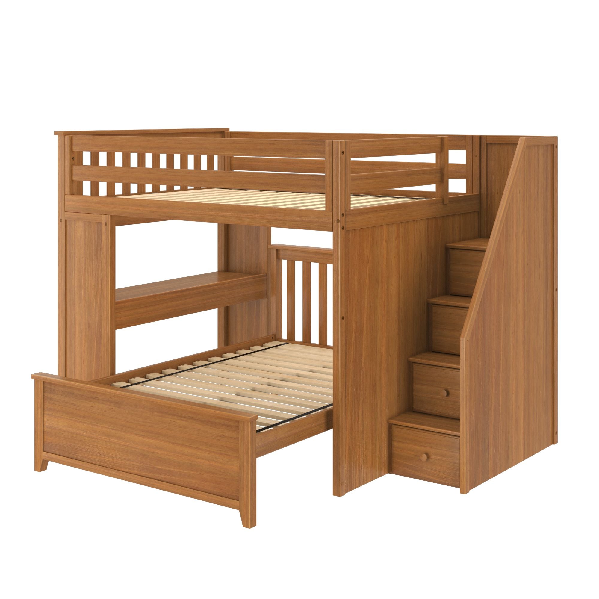 Jackpot Deluxe FULHAM1 Full over Full L-Shaped Bunk with Staircase + Desk