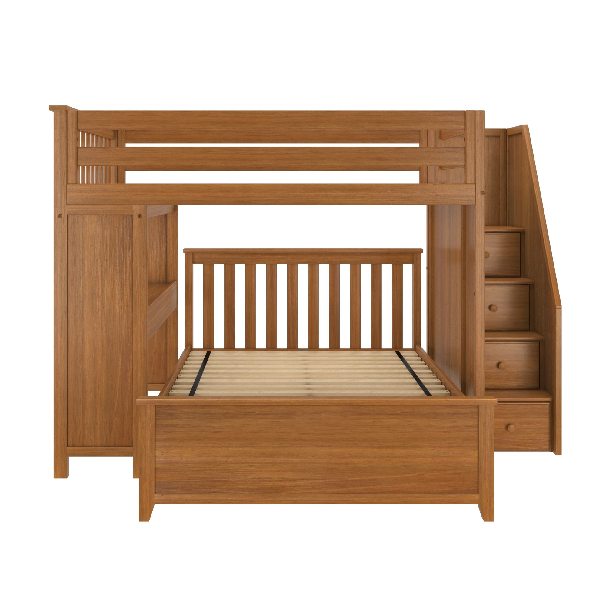 Jackpot Deluxe FULHAM1 Full over Full L-Shaped Bunk with Staircase + Desk
