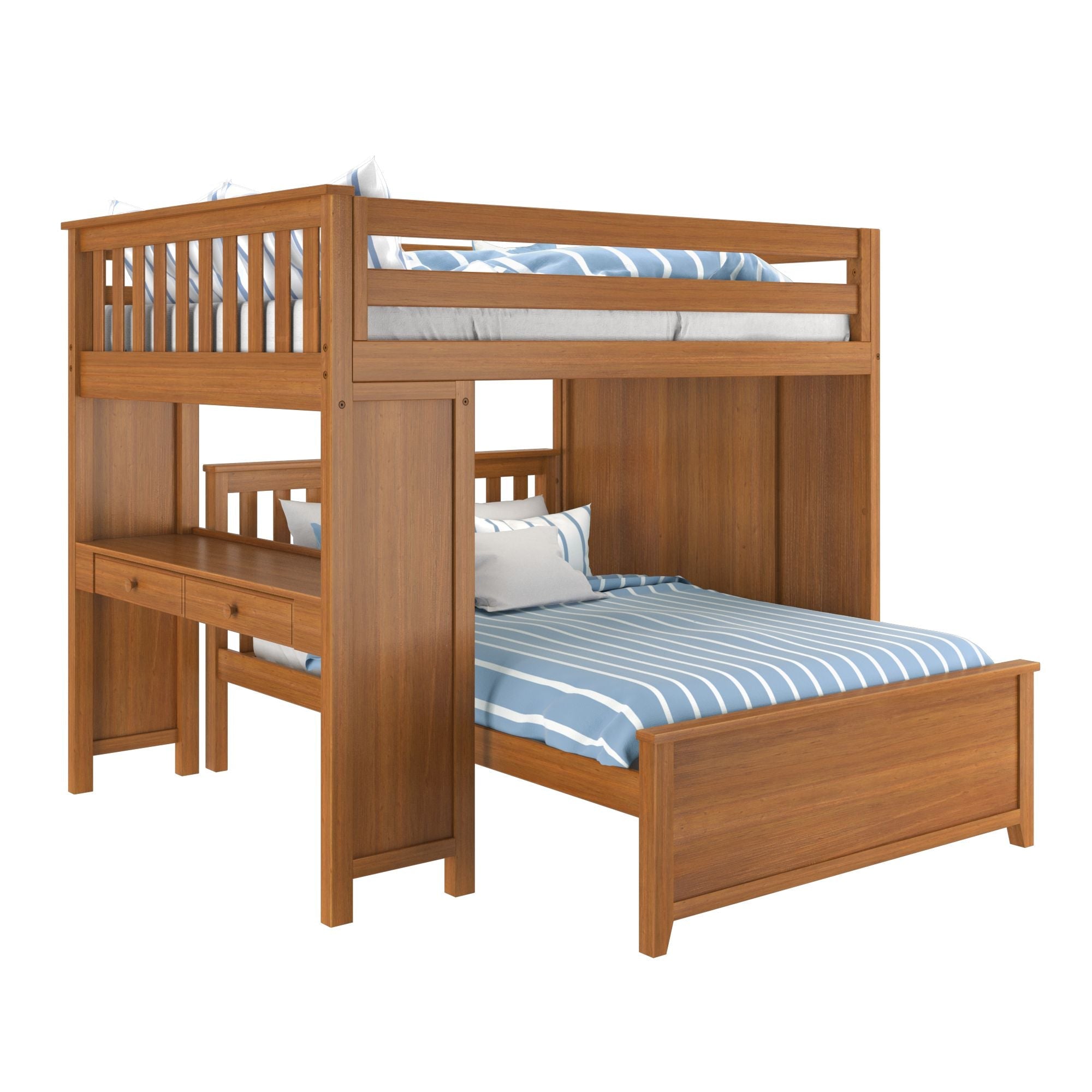 Jackpot Deluxe FULHAM1 Full over Full L-Shaped Bunk with Staircase + Desk