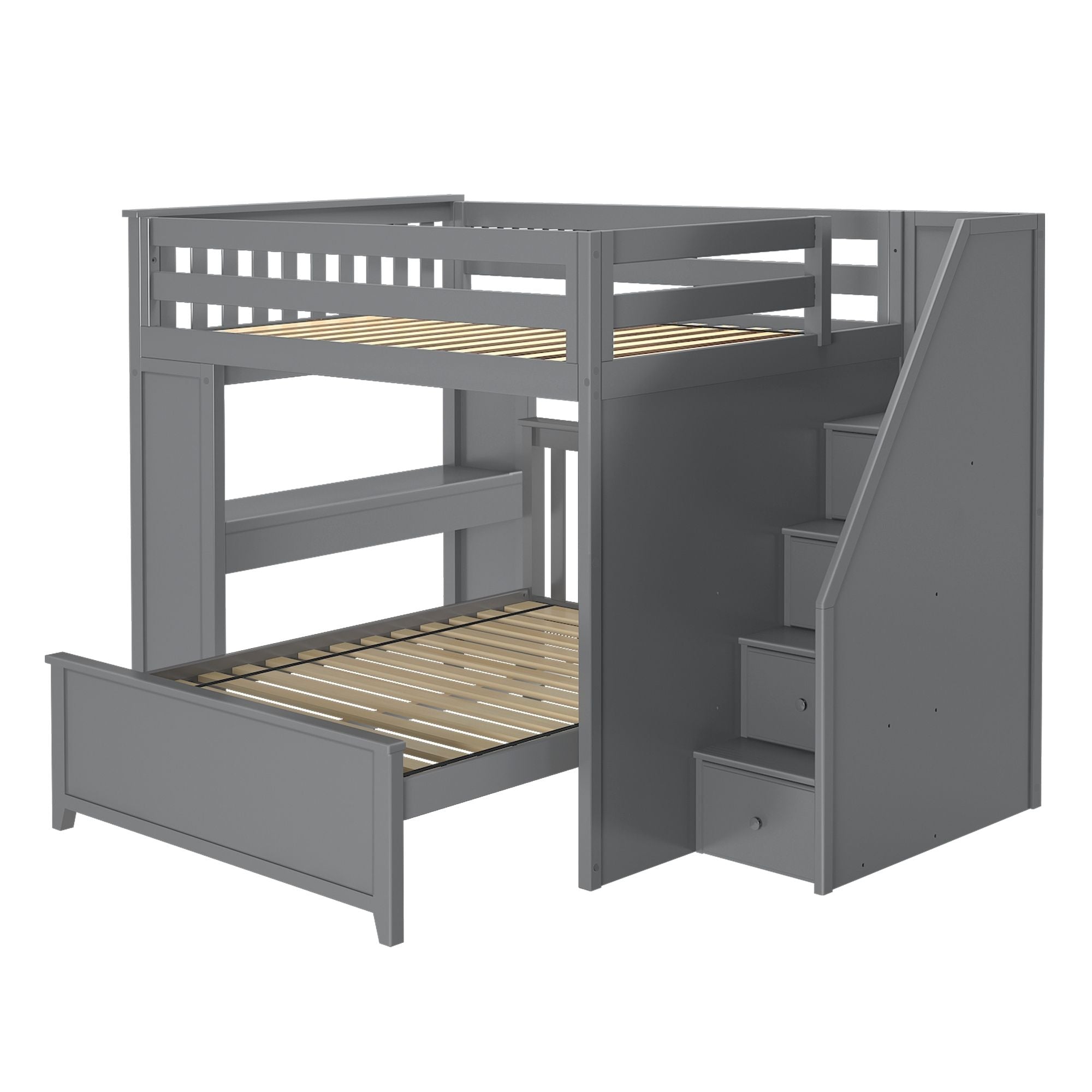 Jackpot Deluxe FULHAM1 Full over Full L-Shaped Bunk with Staircase + Desk