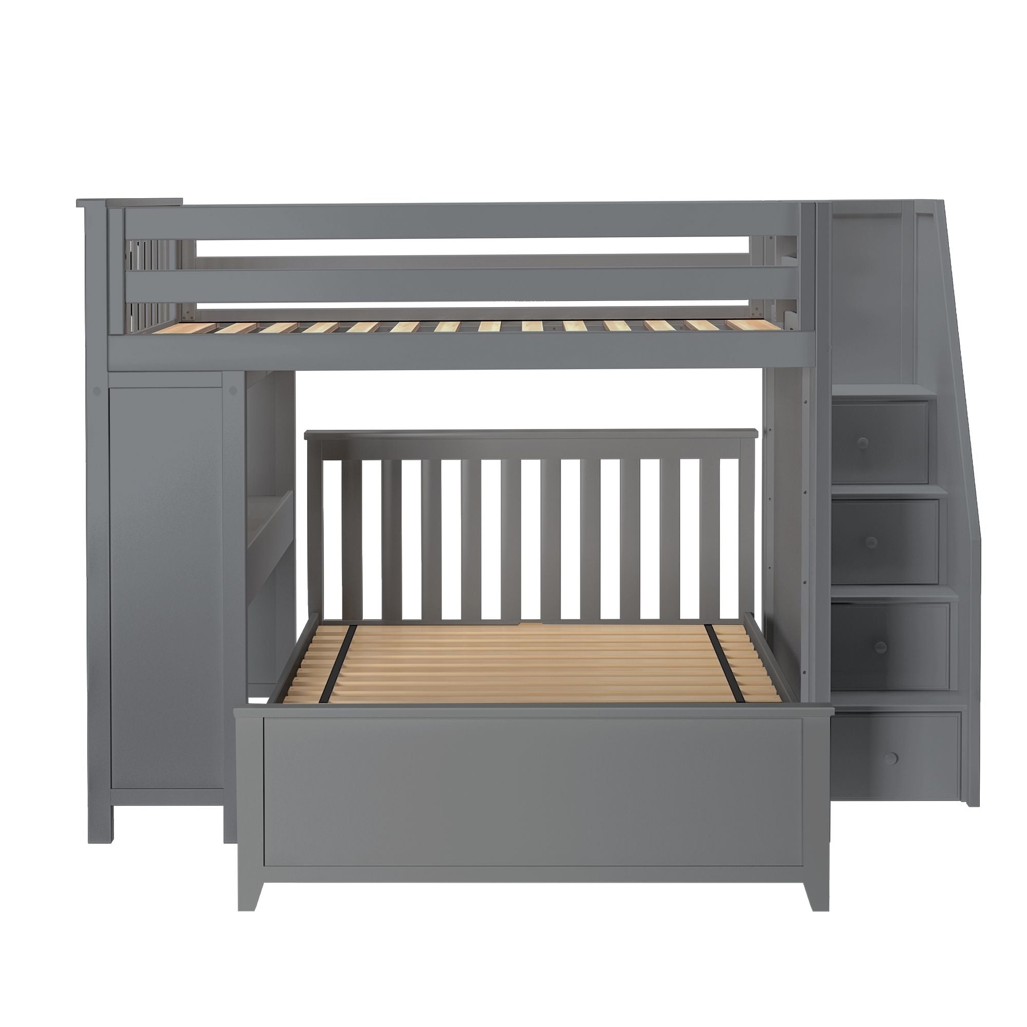 Jackpot Deluxe FULHAM1 Full over Full L-Shaped Bunk with Staircase + Desk