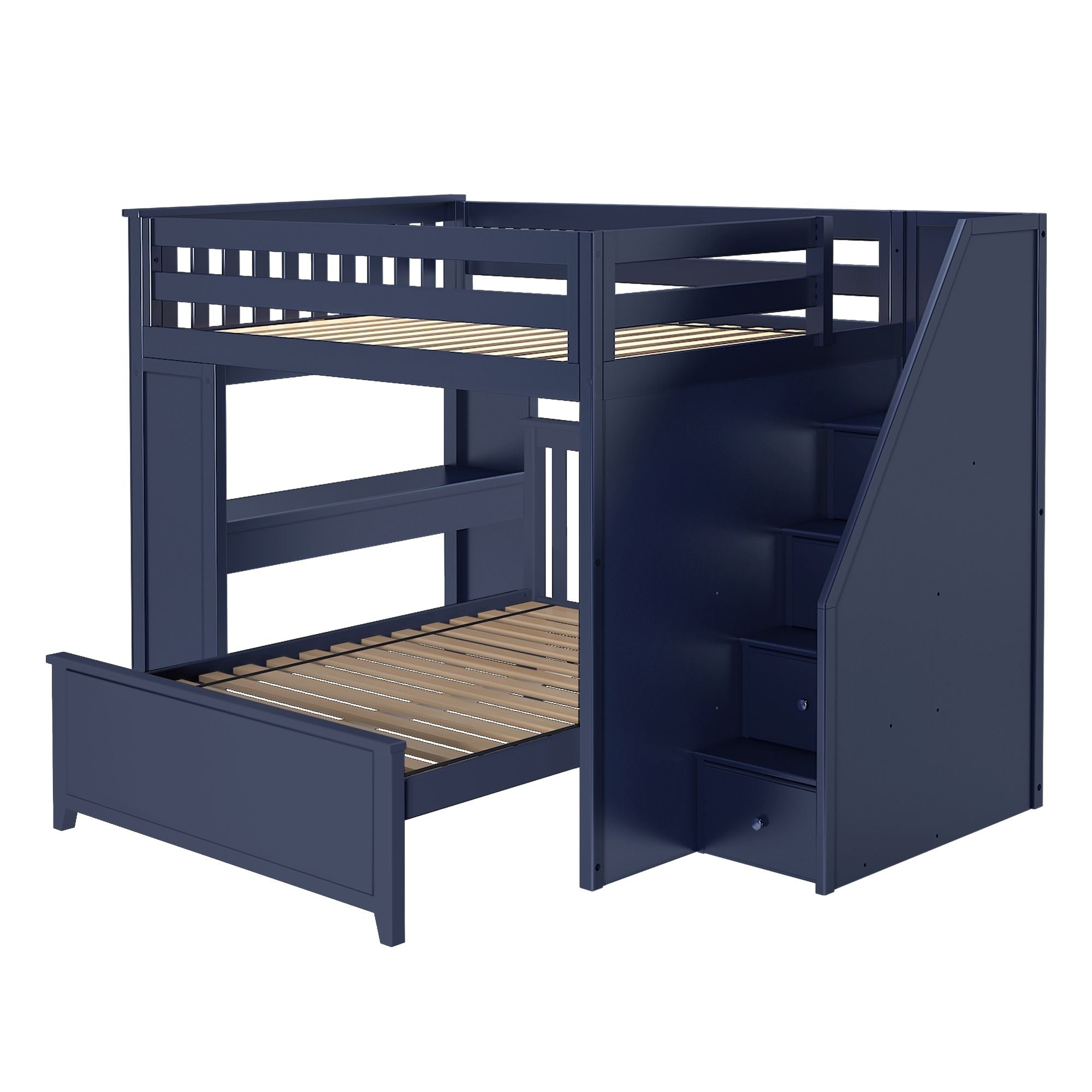 Jackpot Deluxe FULHAM1 Full over Full L-Shaped Bunk with Staircase + Desk