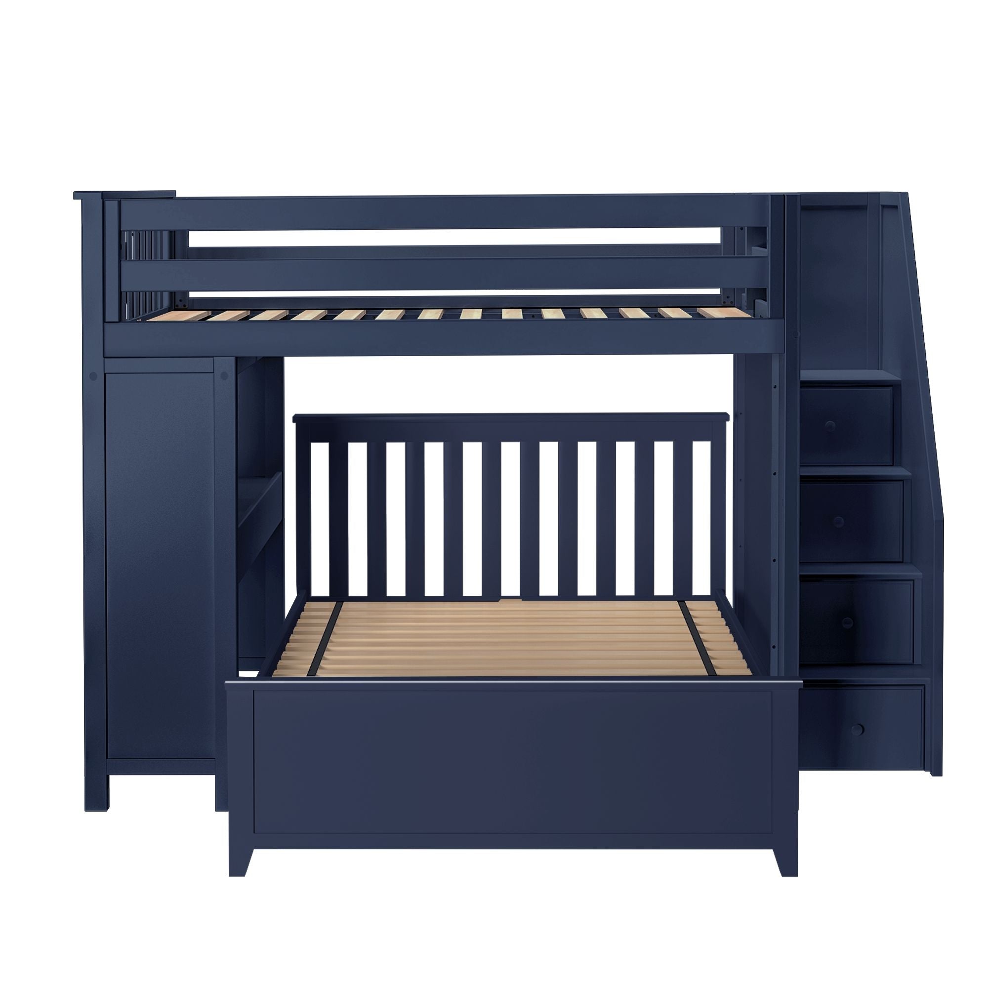 Jackpot Deluxe FULHAM1 Full over Full L-Shaped Bunk with Staircase + Desk