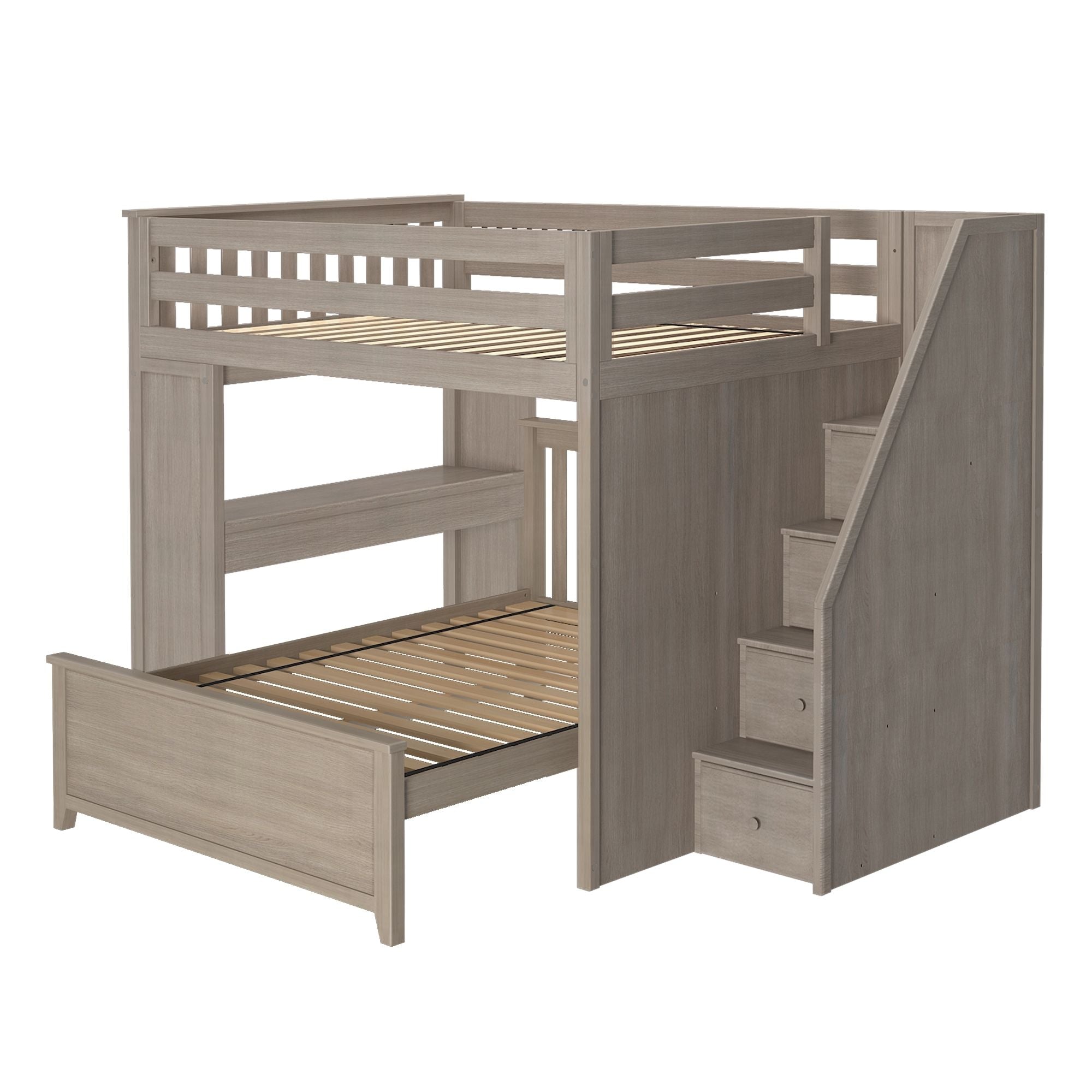 Jackpot Deluxe FULHAM1 Full over Full L-Shaped Bunk with Staircase + Desk