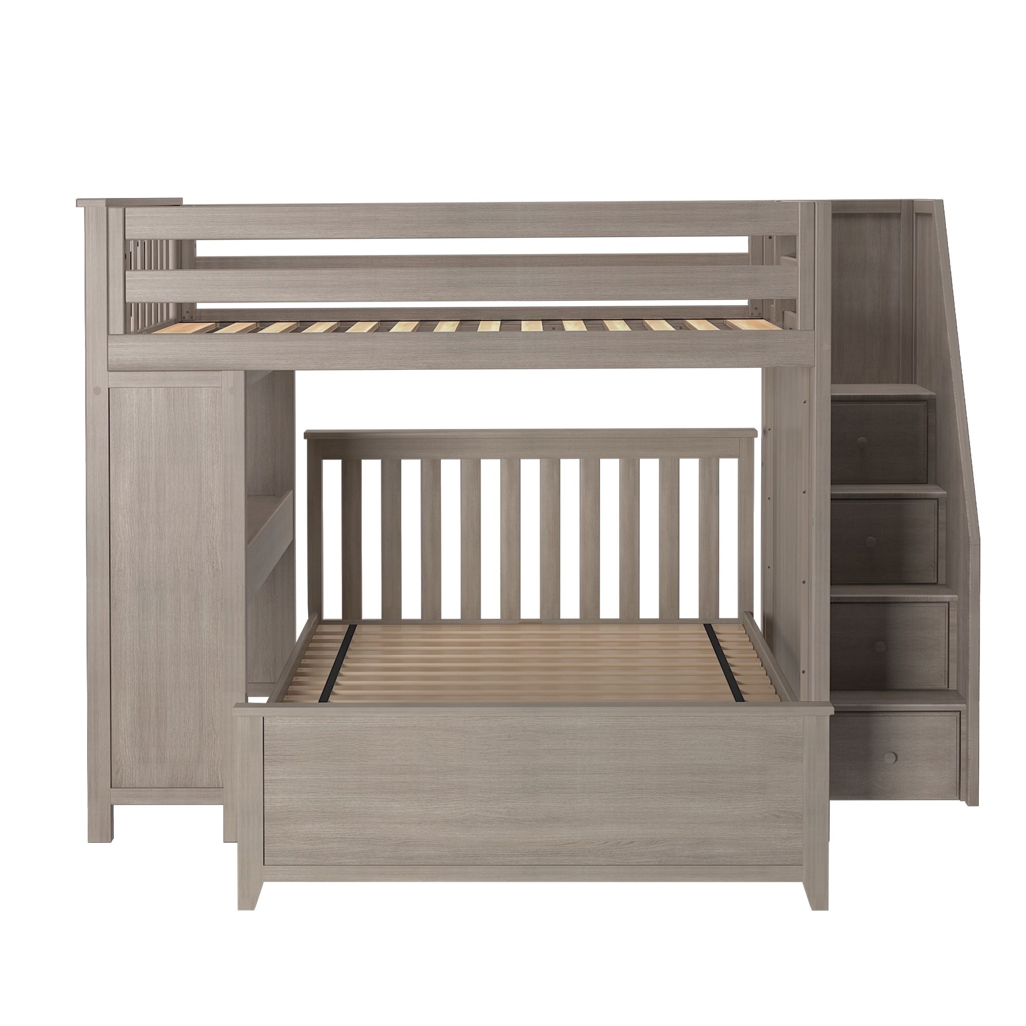 Jackpot Deluxe FULHAM1 Full over Full L-Shaped Bunk with Staircase + Desk
