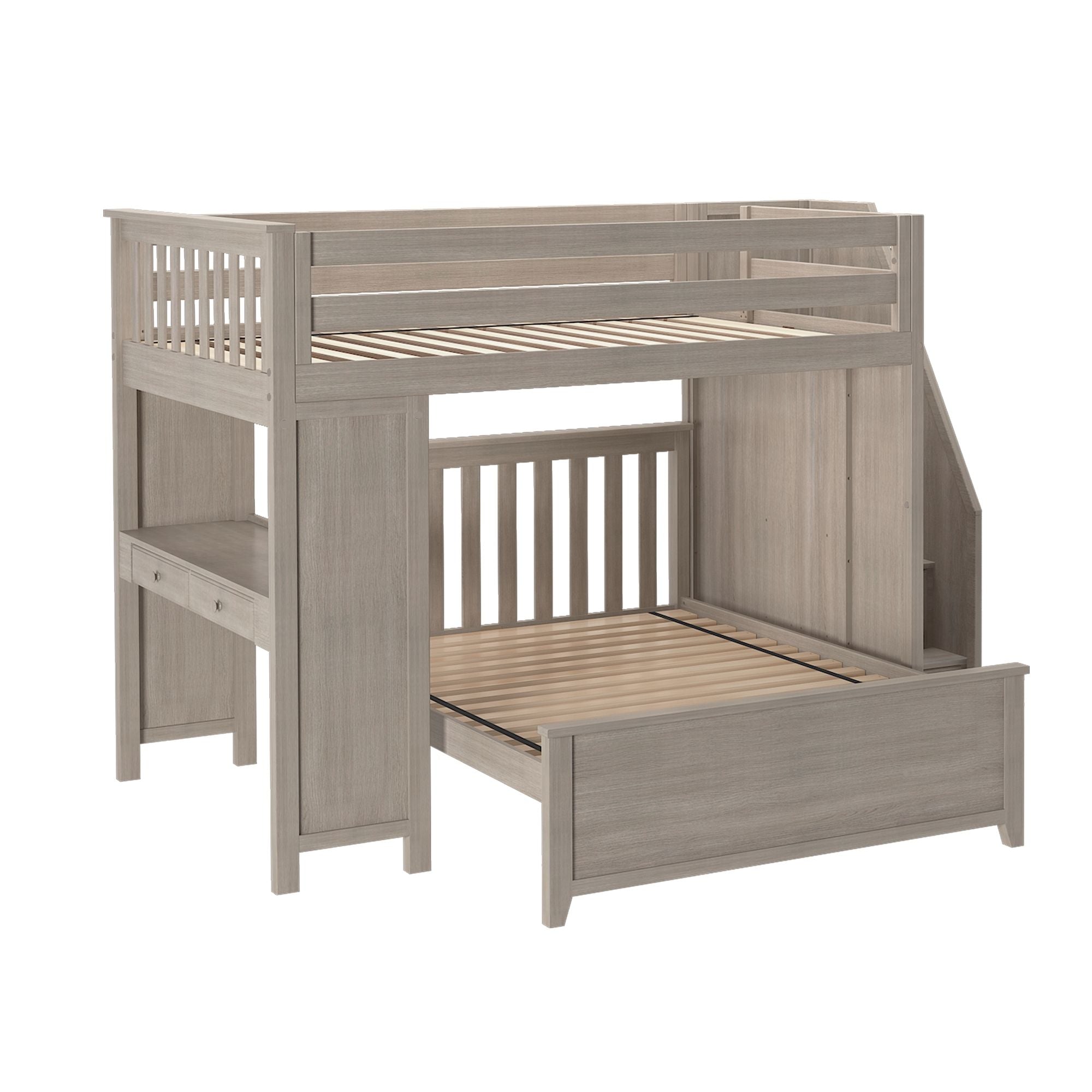 Jackpot Deluxe FULHAM1 Full over Full L-Shaped Bunk with Staircase + Desk