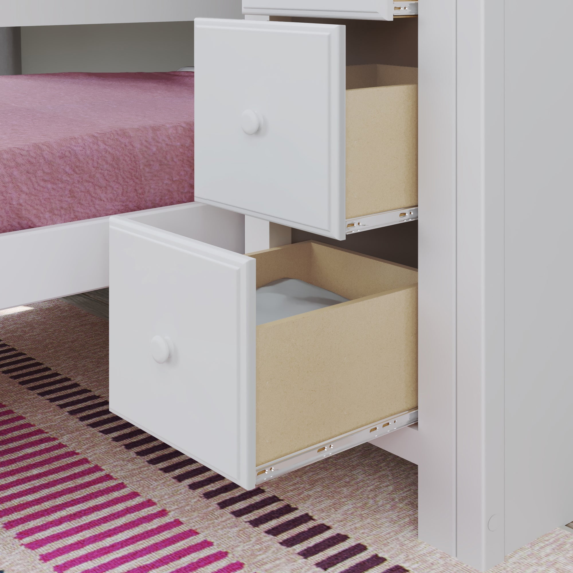 Jackpot Deluxe BUXTON4 Full over Twin L-Shaped Bunk with Staircase + Desk + Storage