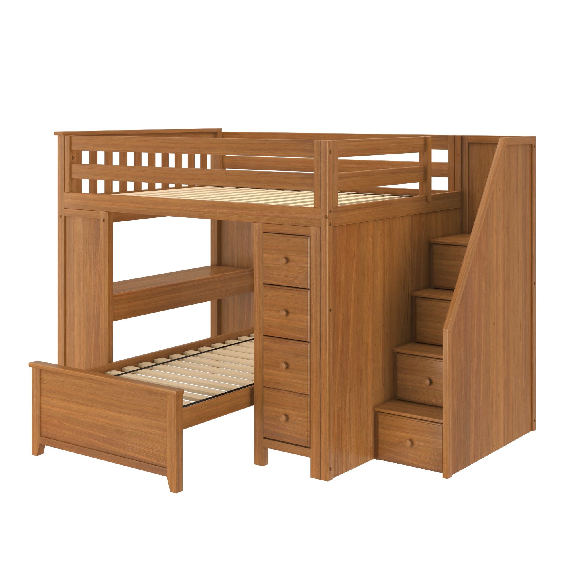 Jackpot Deluxe BUXTON4 Full over Twin L-Shaped Bunk with Staircase + Desk + Storage