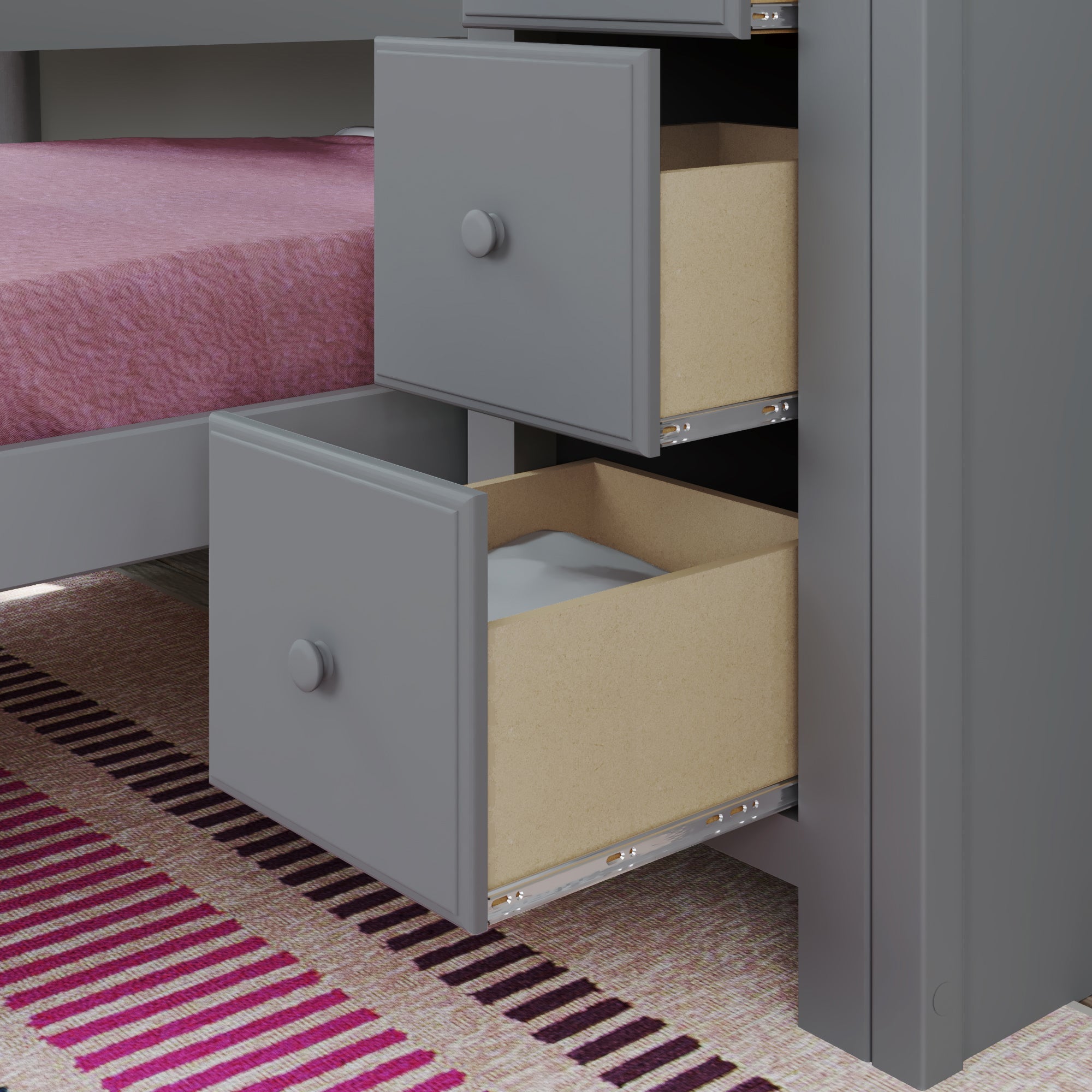 Jackpot Deluxe BUXTON4 Full over Twin L-Shaped Bunk with Staircase + Desk + Storage
